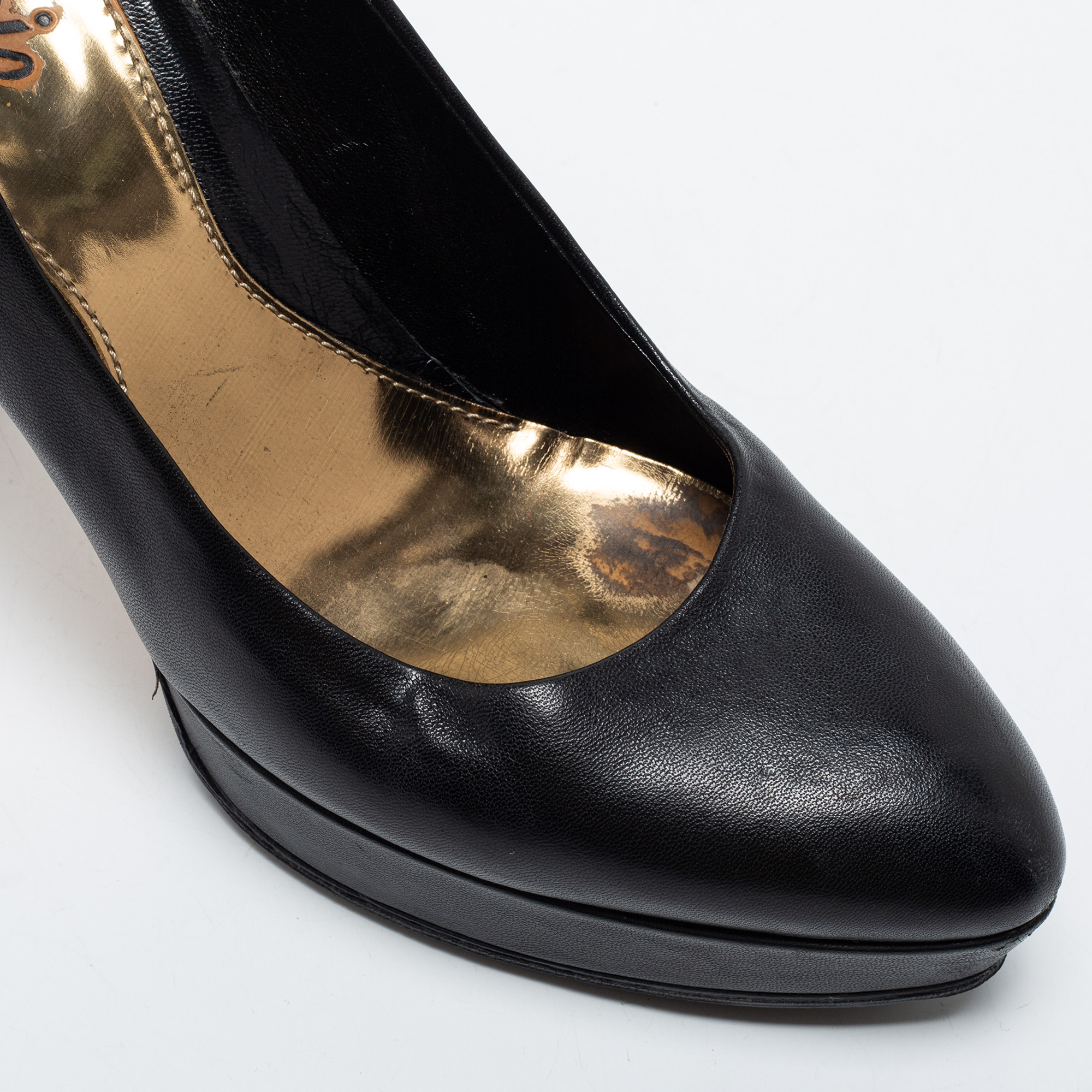 Gucci Black Leather Platform Pumps Size 37