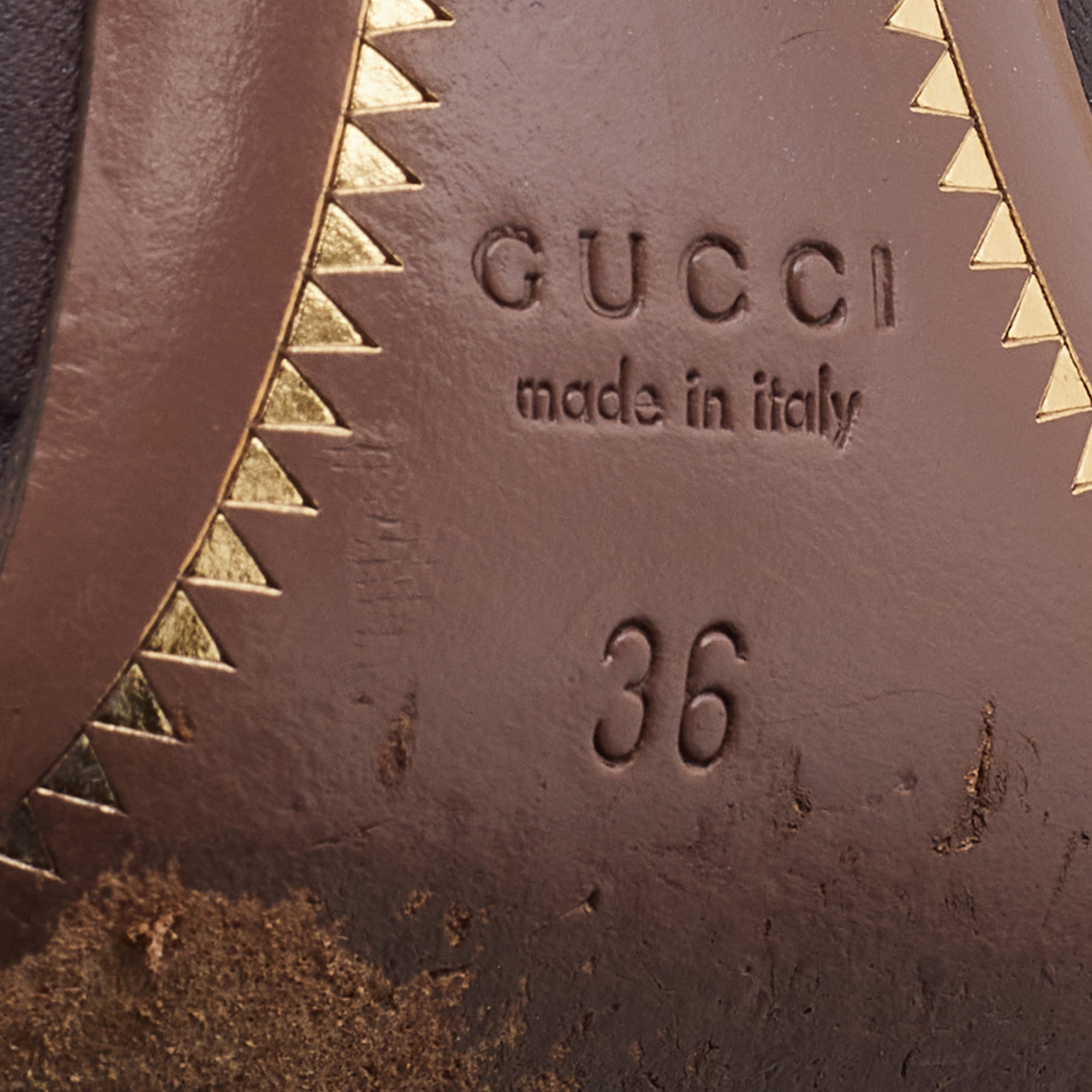 Gucci Dark Brown Guccissima Leather Peep Toe Pumps Size 36