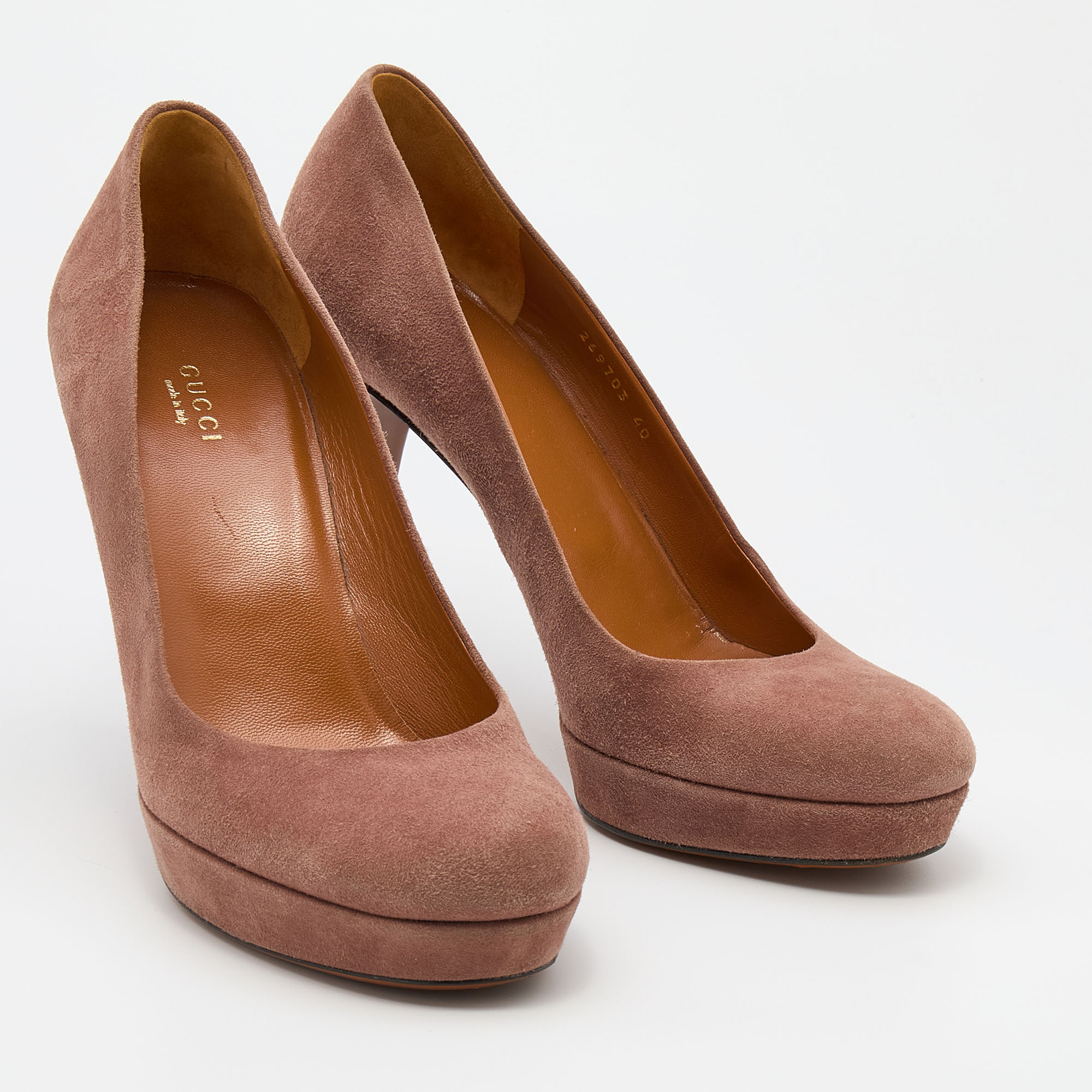Gucci Pink Suede Round Toe Pumps Size 40