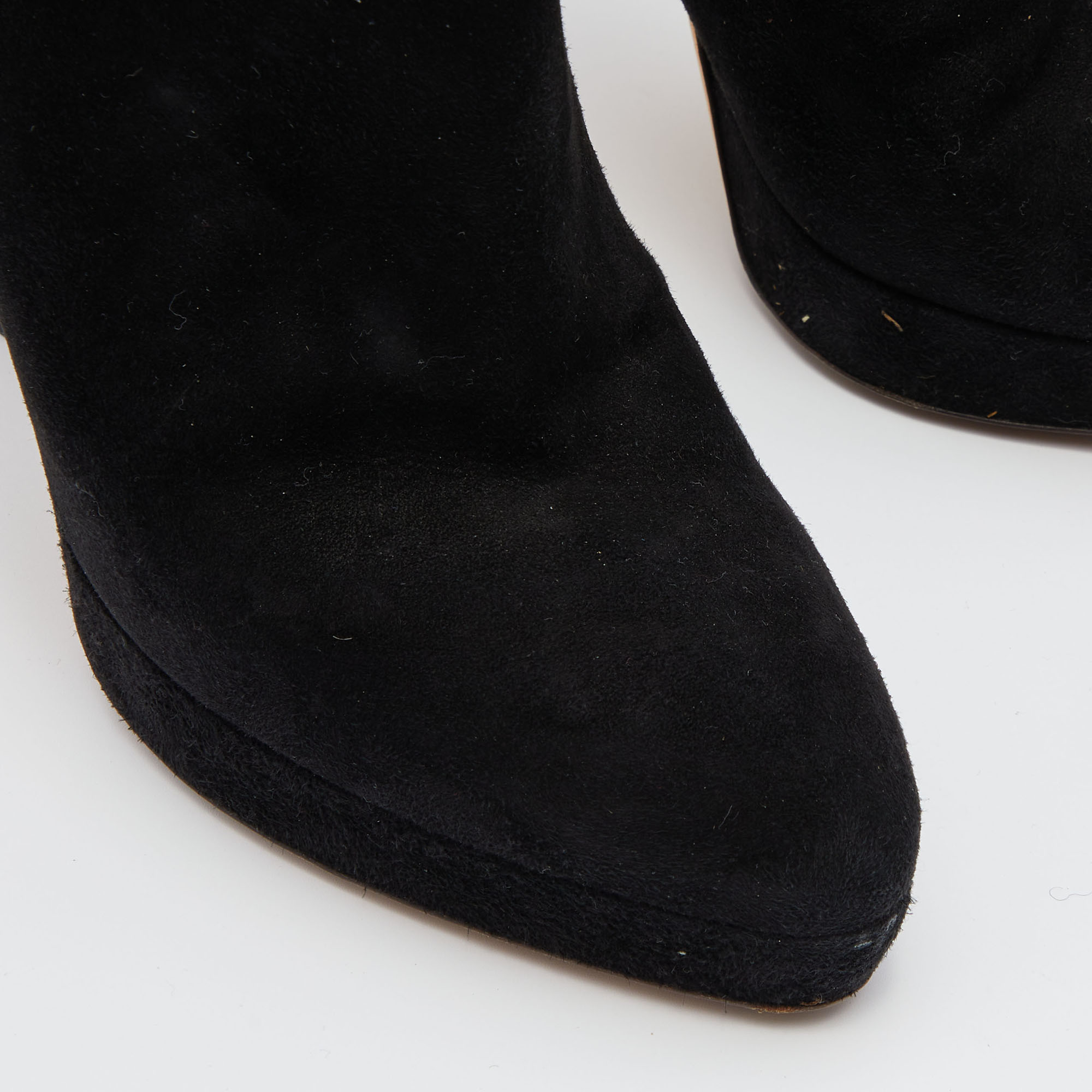 Gucci Black Suede Ankle Length Platform Boots Size 37