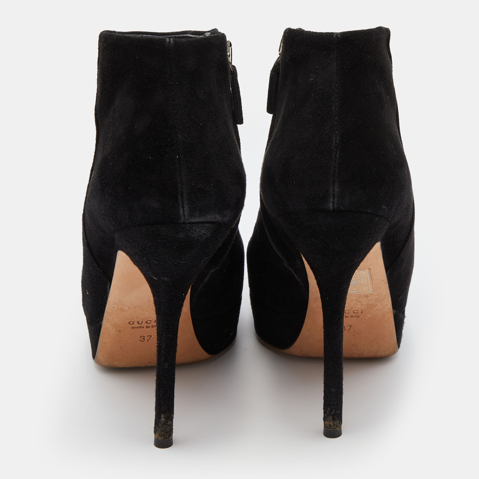 Gucci Black Suede Ankle Length Platform Boots Size 37