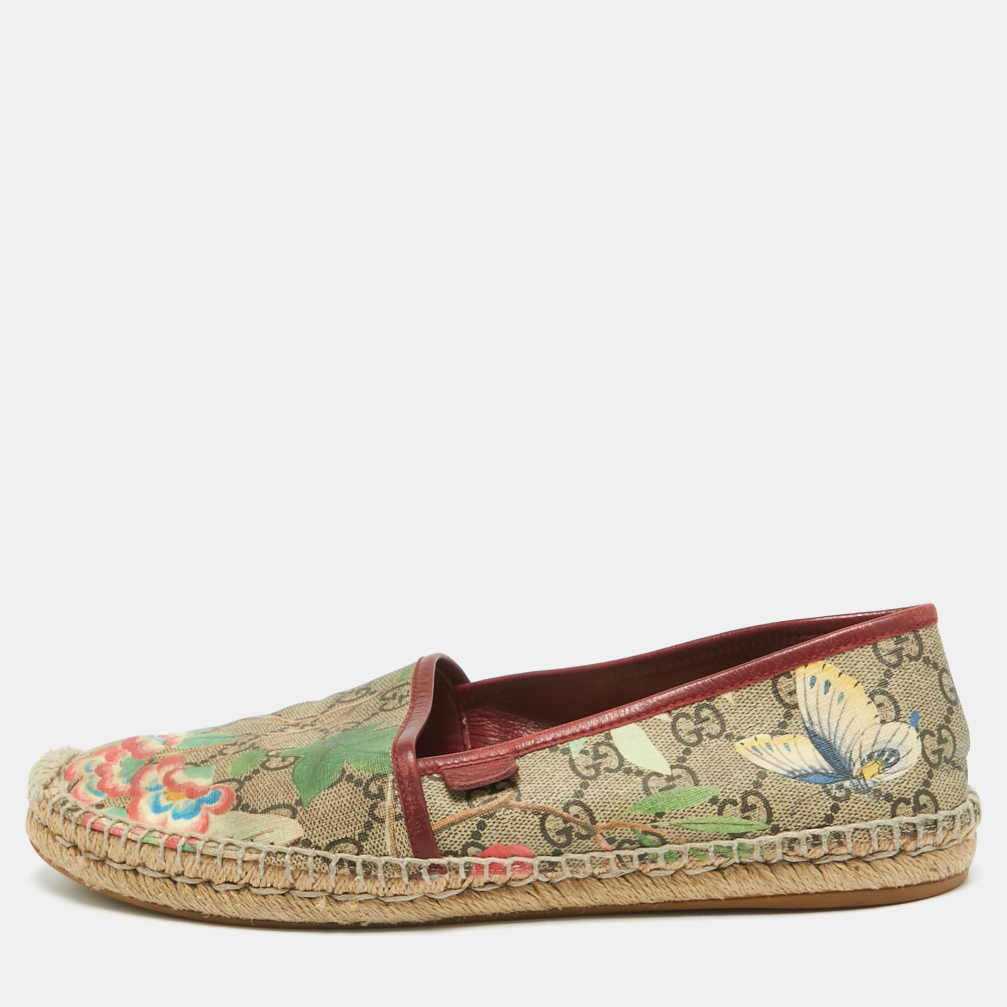 

Gucci Multicolor Tian Print GG Supreme Canvas Flat Espadrilles Size