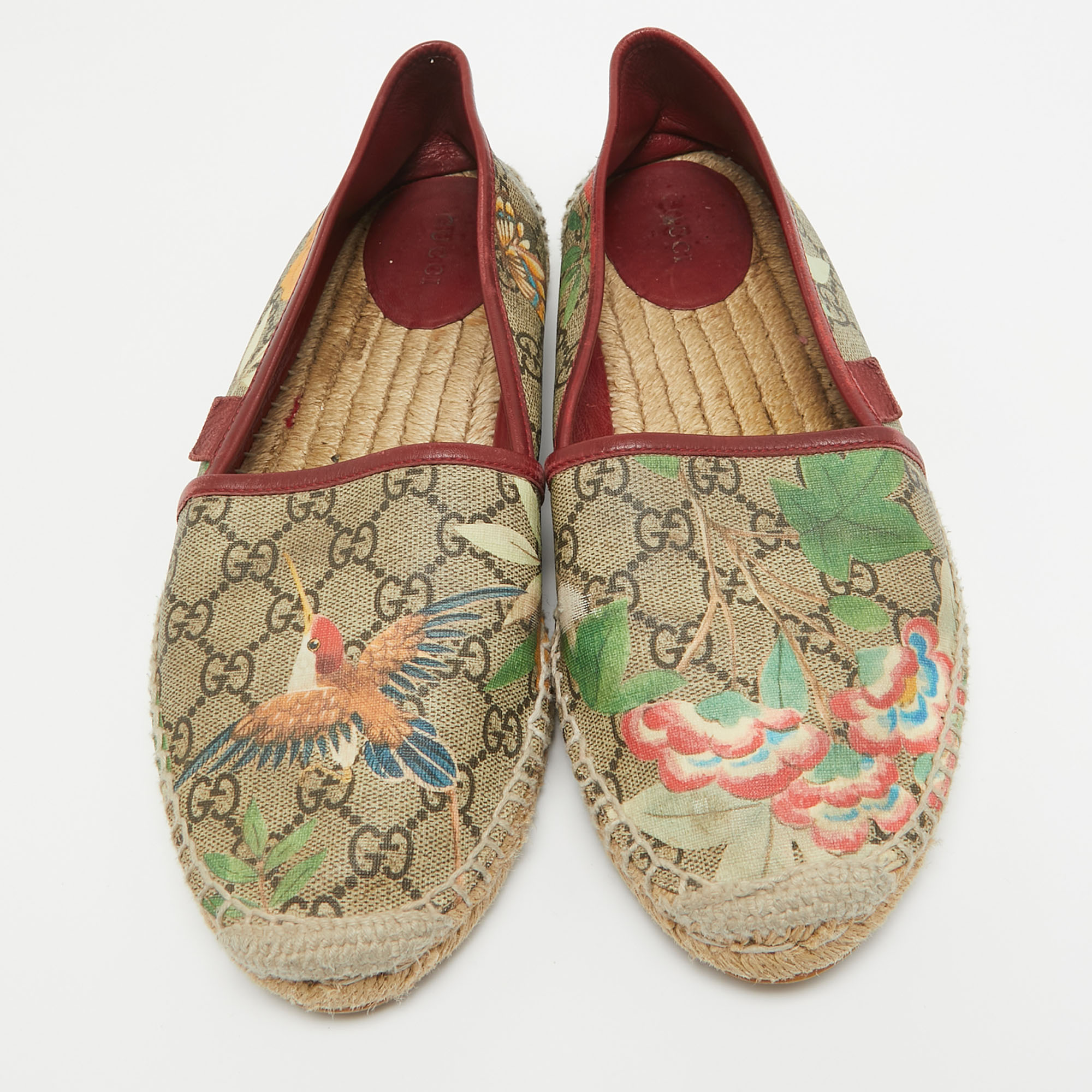 Gucci Multicolor Tian Print GG Supreme Canvas Flat Espadrilles Size 41.5