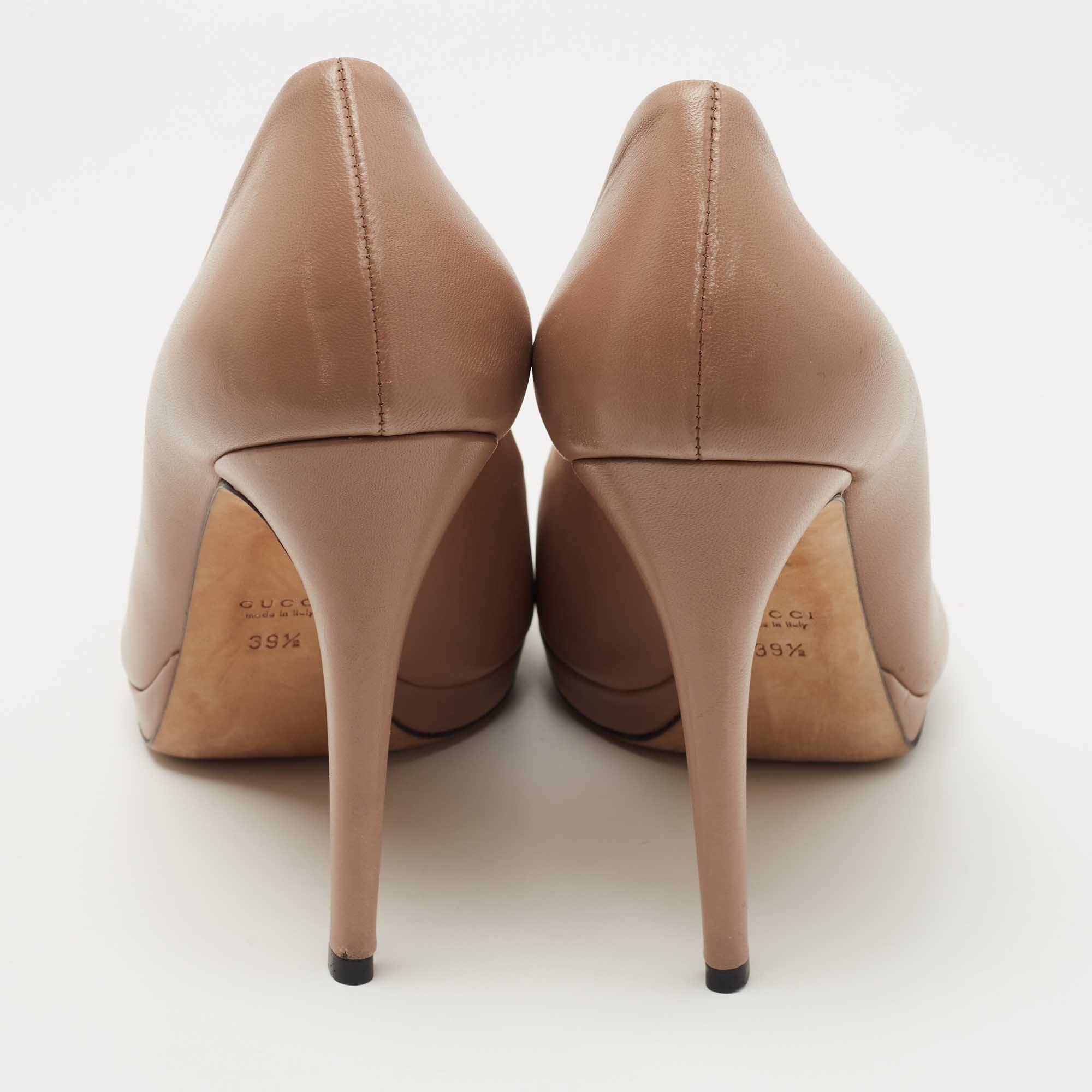 Gucci Beige Leather New Hollywood Horsebit Pumps Size 39.5