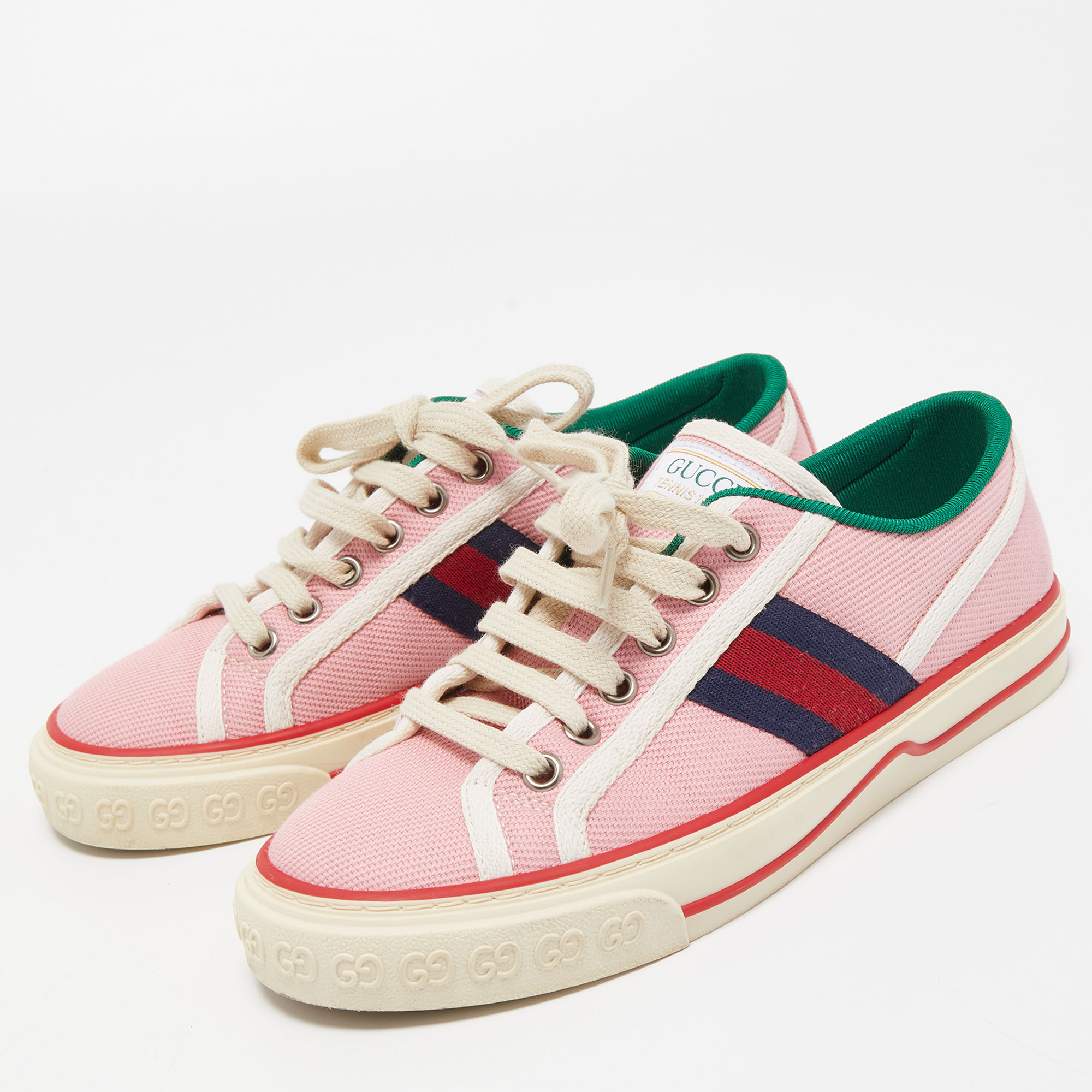 

Gucci Pink Canvas Tennis 1977 Low Top Sneakers Size