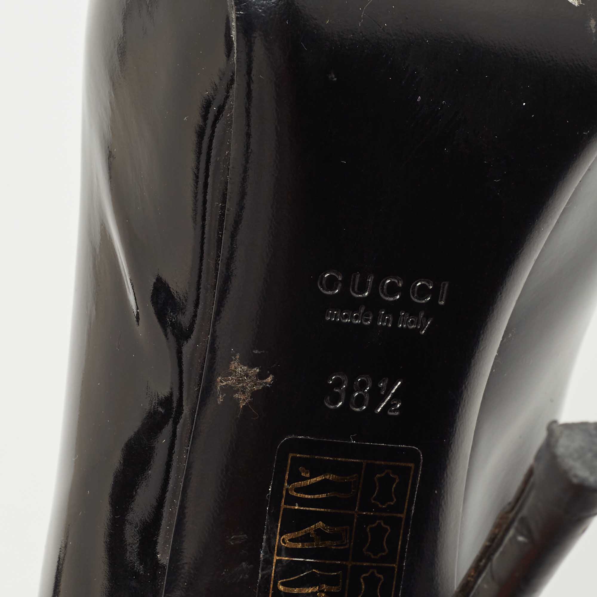 Gucci Black Patent Leather Slingback  Pumps Size 38.5