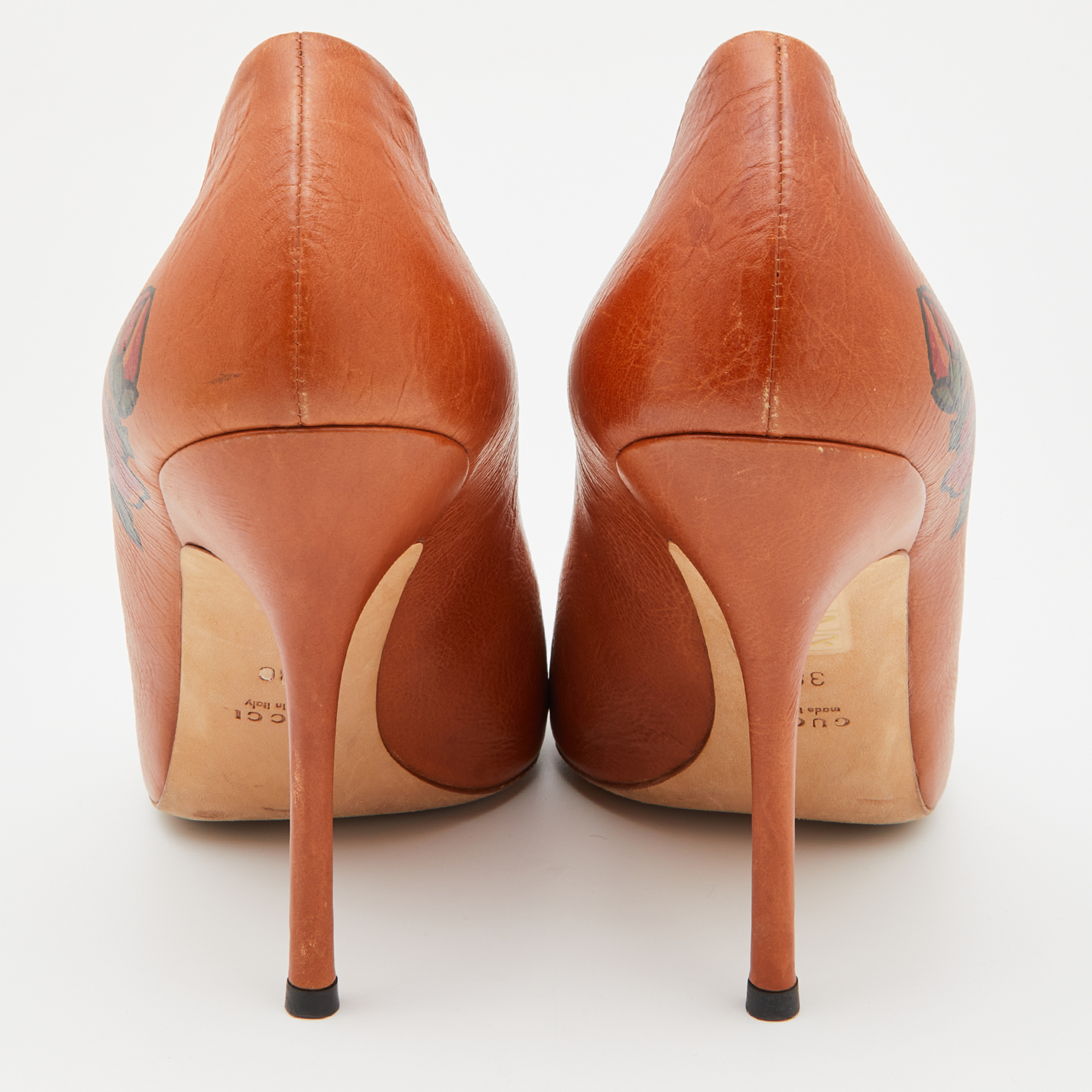 Gucci Tan Printed Leather Pumps Size 38