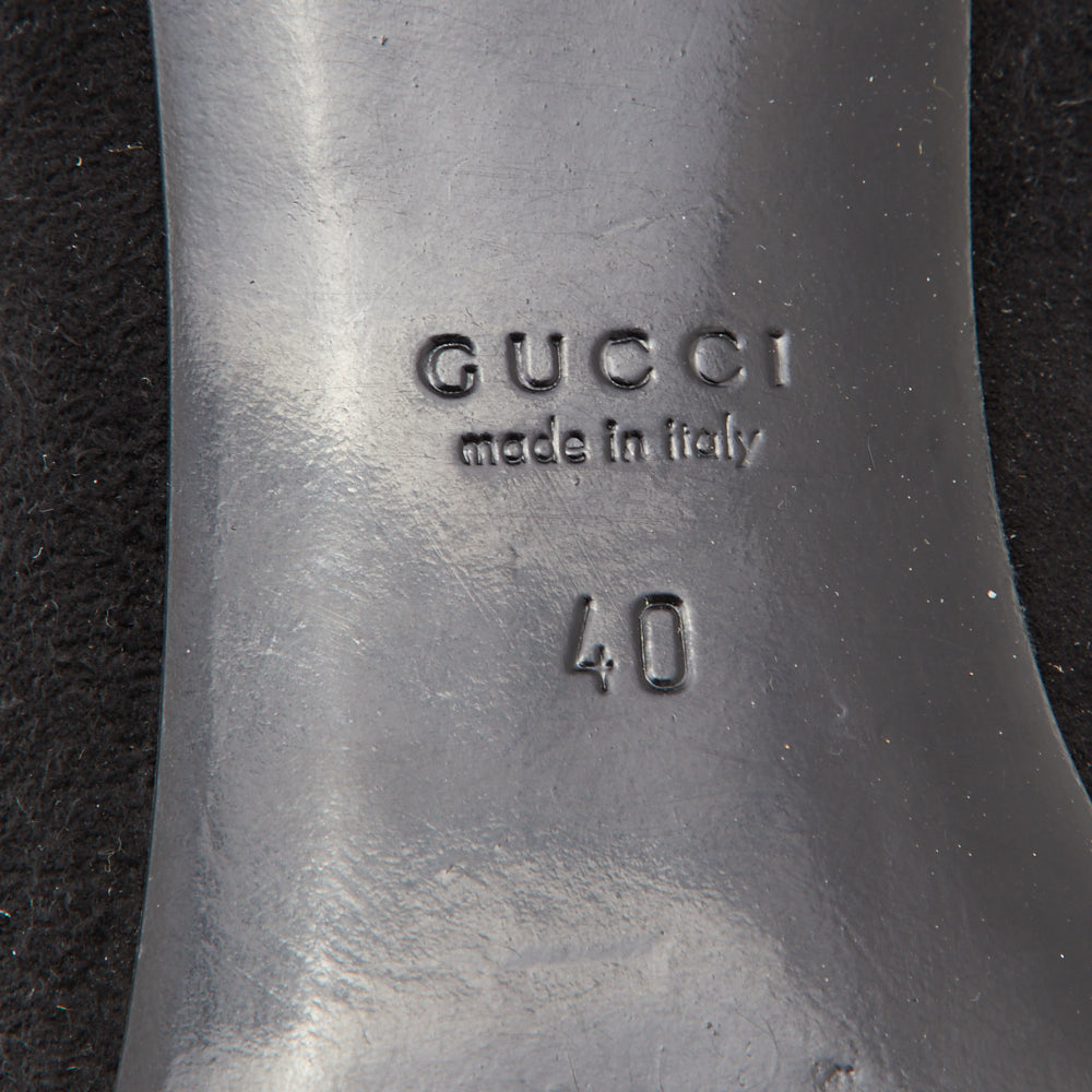 Gucci Black Suede Peep Toe Block Heel Pumps Size 40
