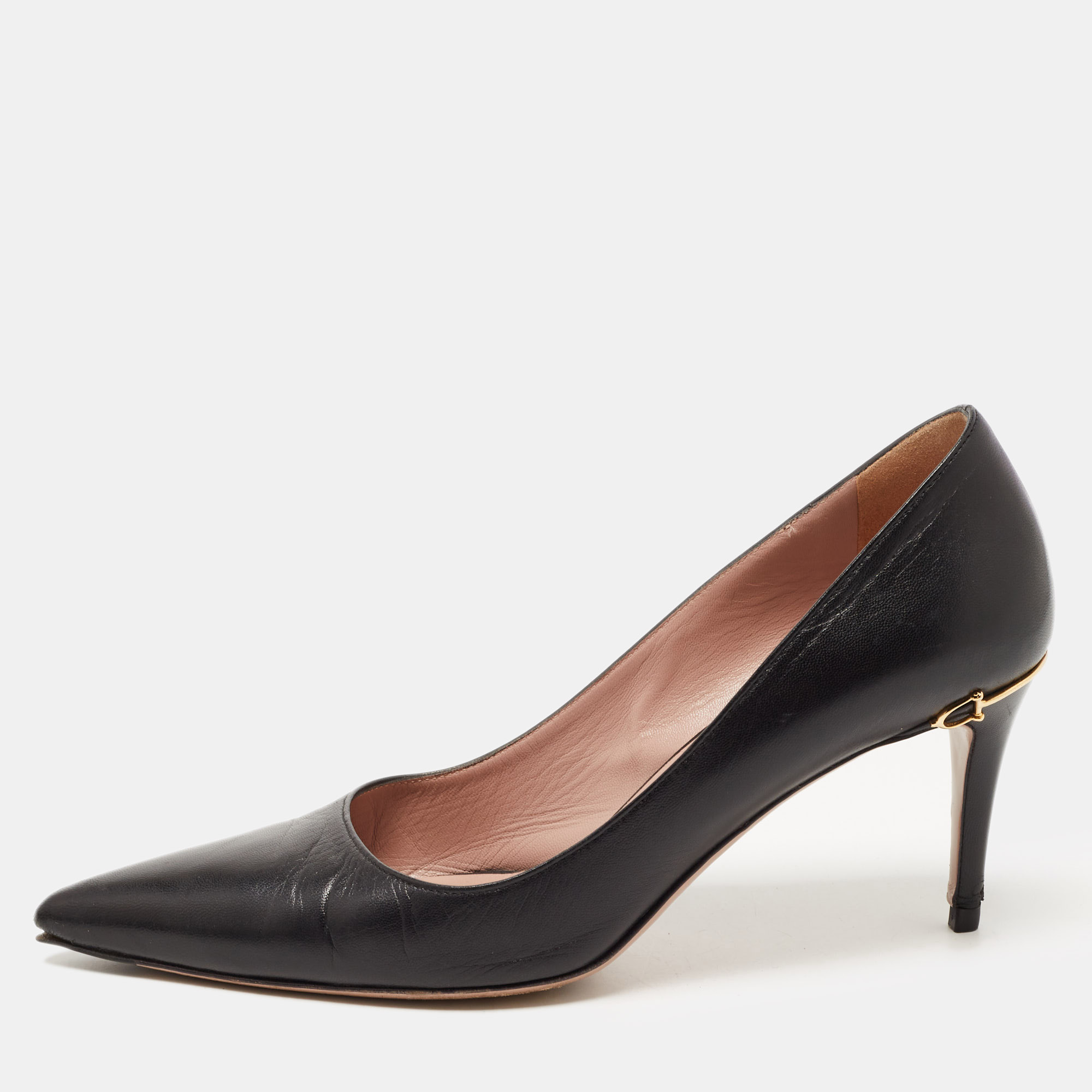 Gucci Black Leather Pointed Toe Pumps Size 36.5
