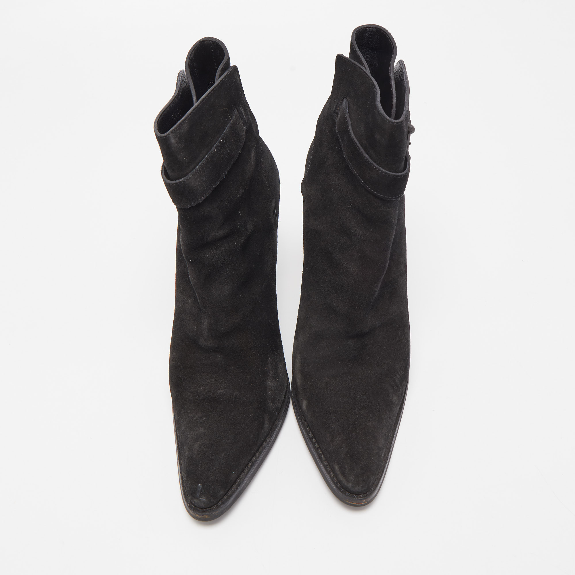 Gucci Black Suede Pointed Toe Ankle Boots Size 39