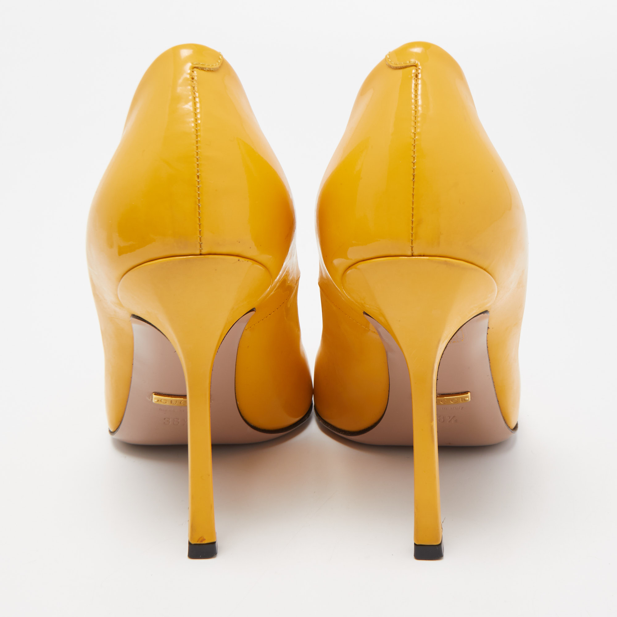 Gucci Yellow Patent Leather Horsebit Pumps Size 38.5
