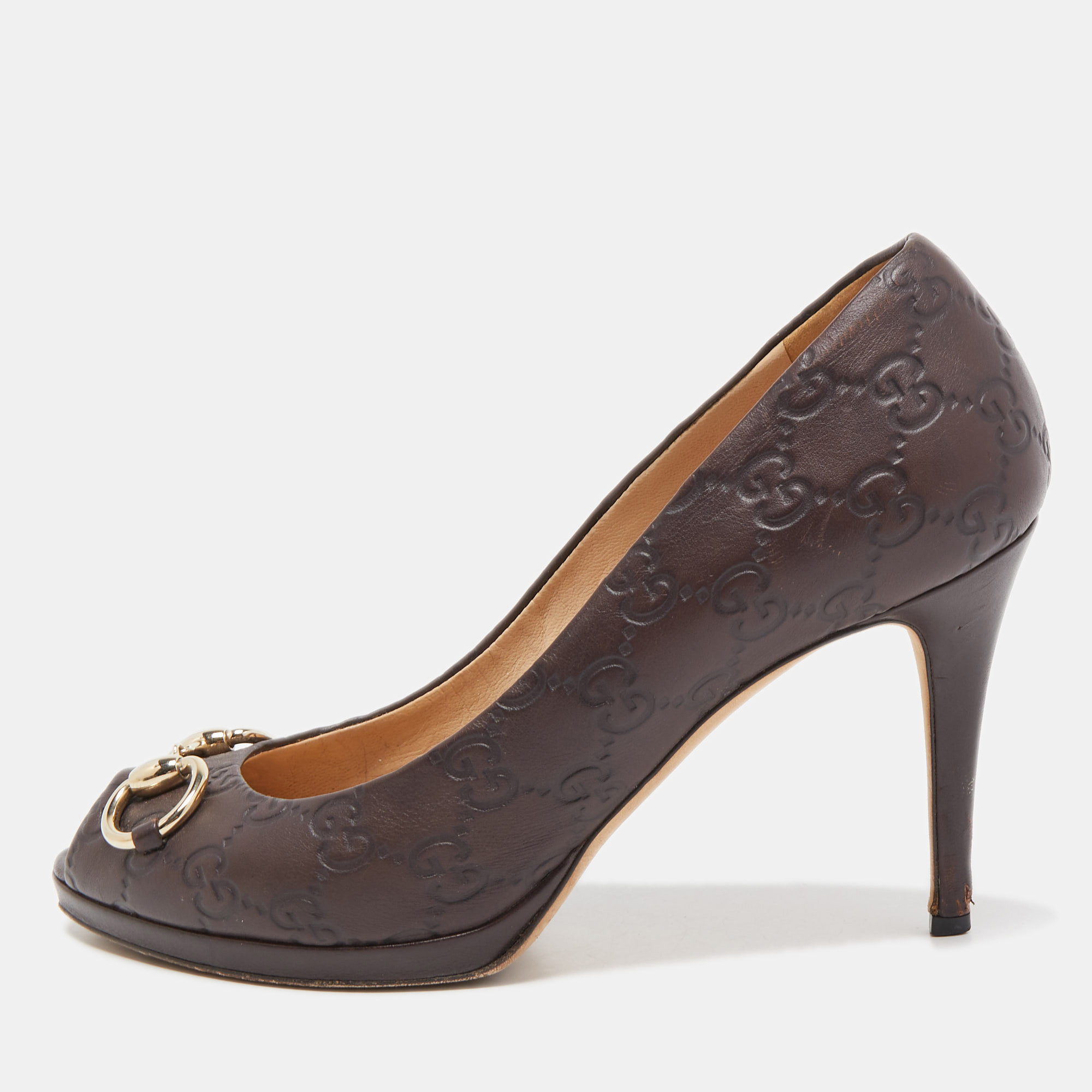 Gucci brown guccissima leather new hollywood pumps size 40