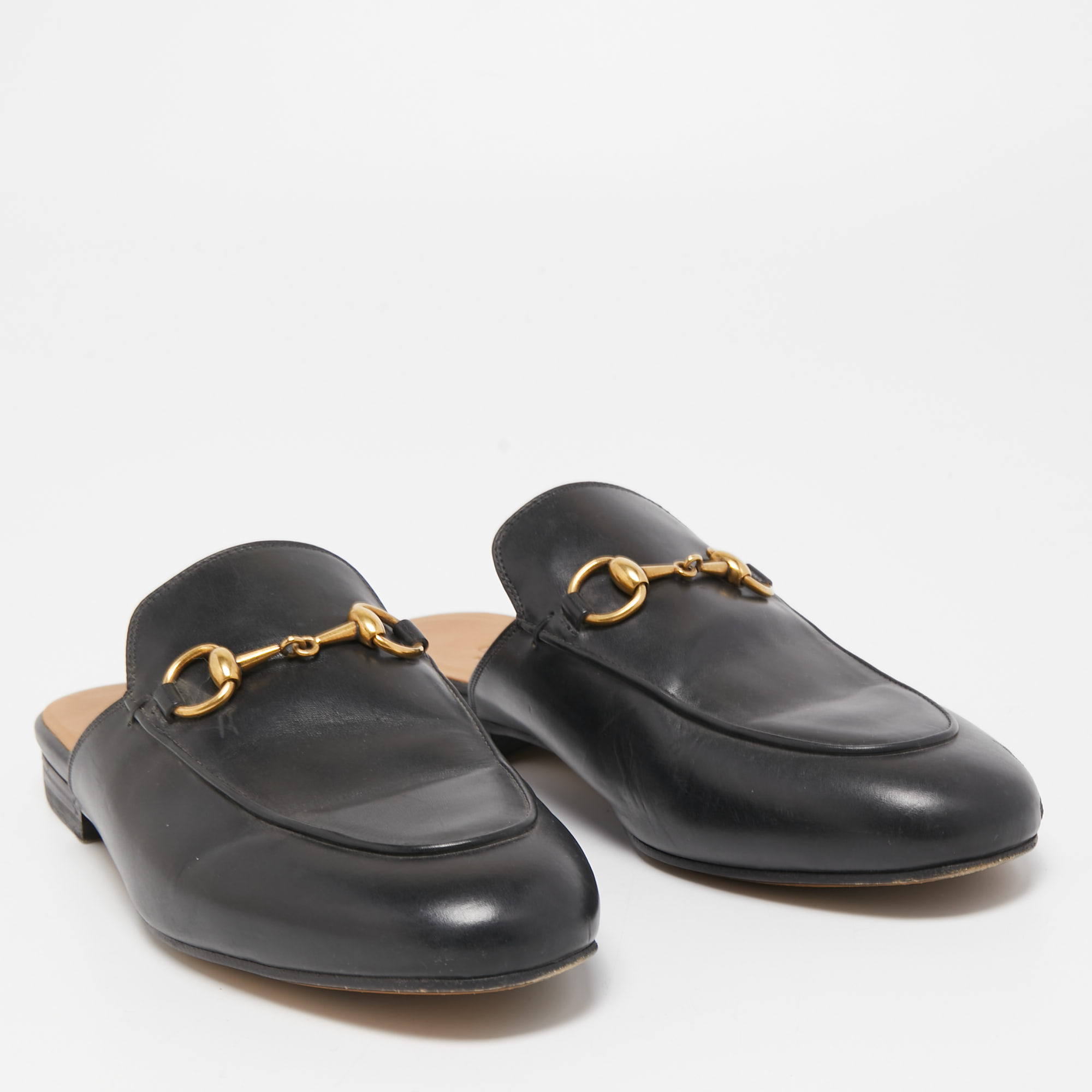 Gucci Black Leather Princetown Mules Size 36