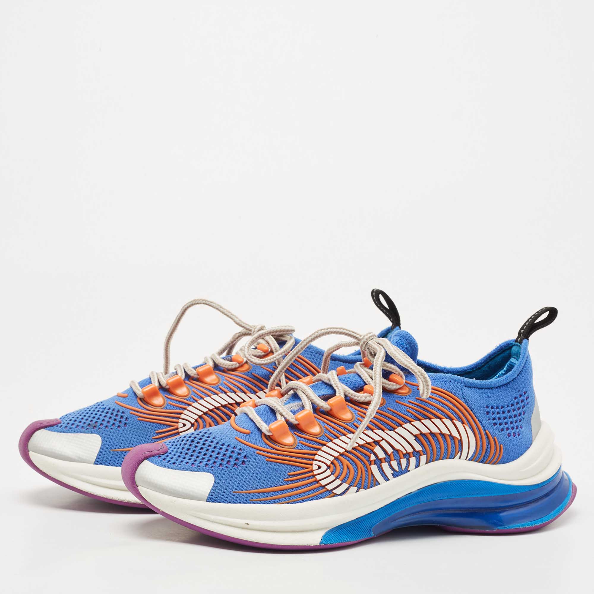 Gucci Blue/Orange Knit Fabric and Leather Runner Sneakers Size, Multicolor
Gucci Blue/Orange Knit Fabric and Leather Runner Sneakers Size, Multicolor