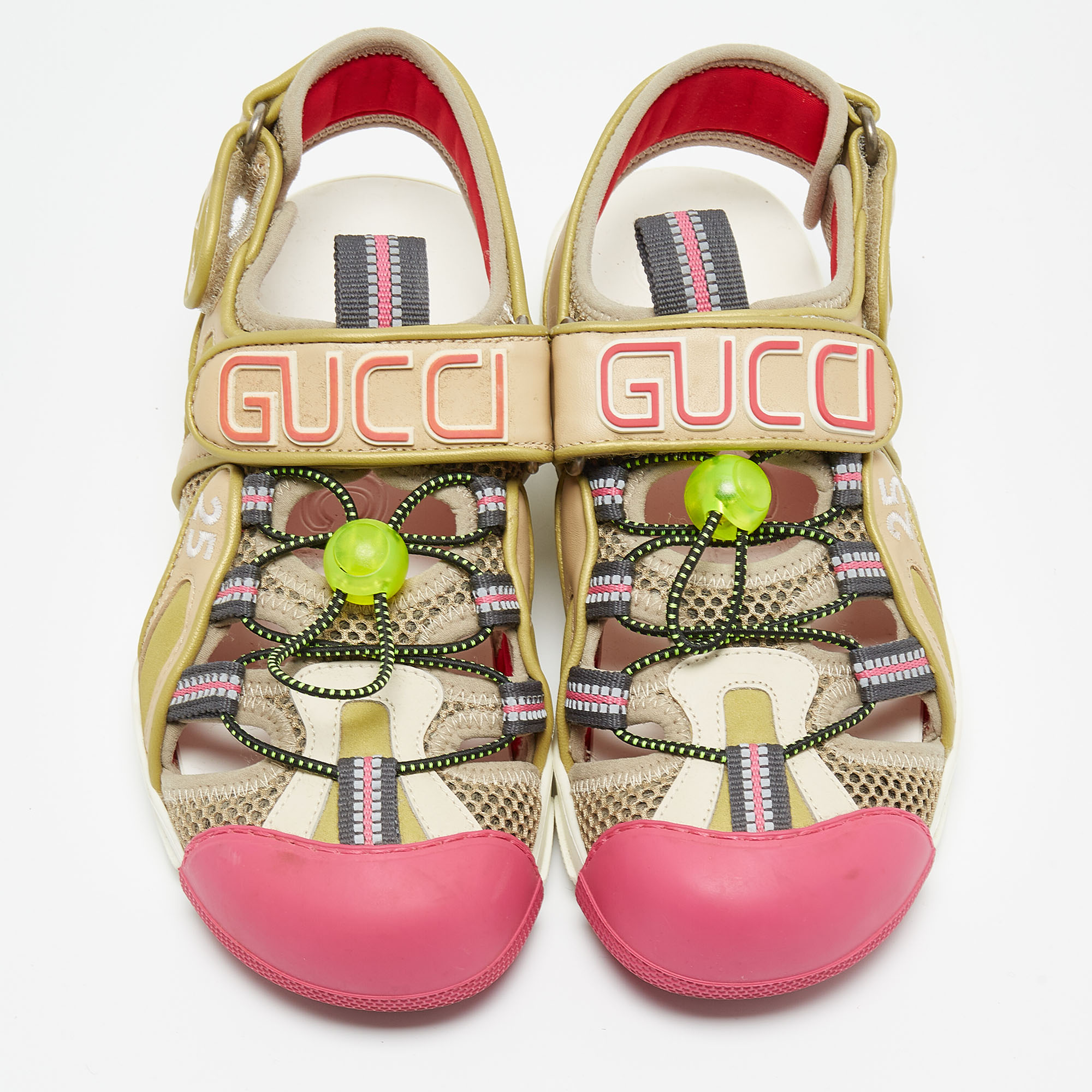 Gucci Multicolor Leather And Mesh Tinsel Sandals Size 35.5