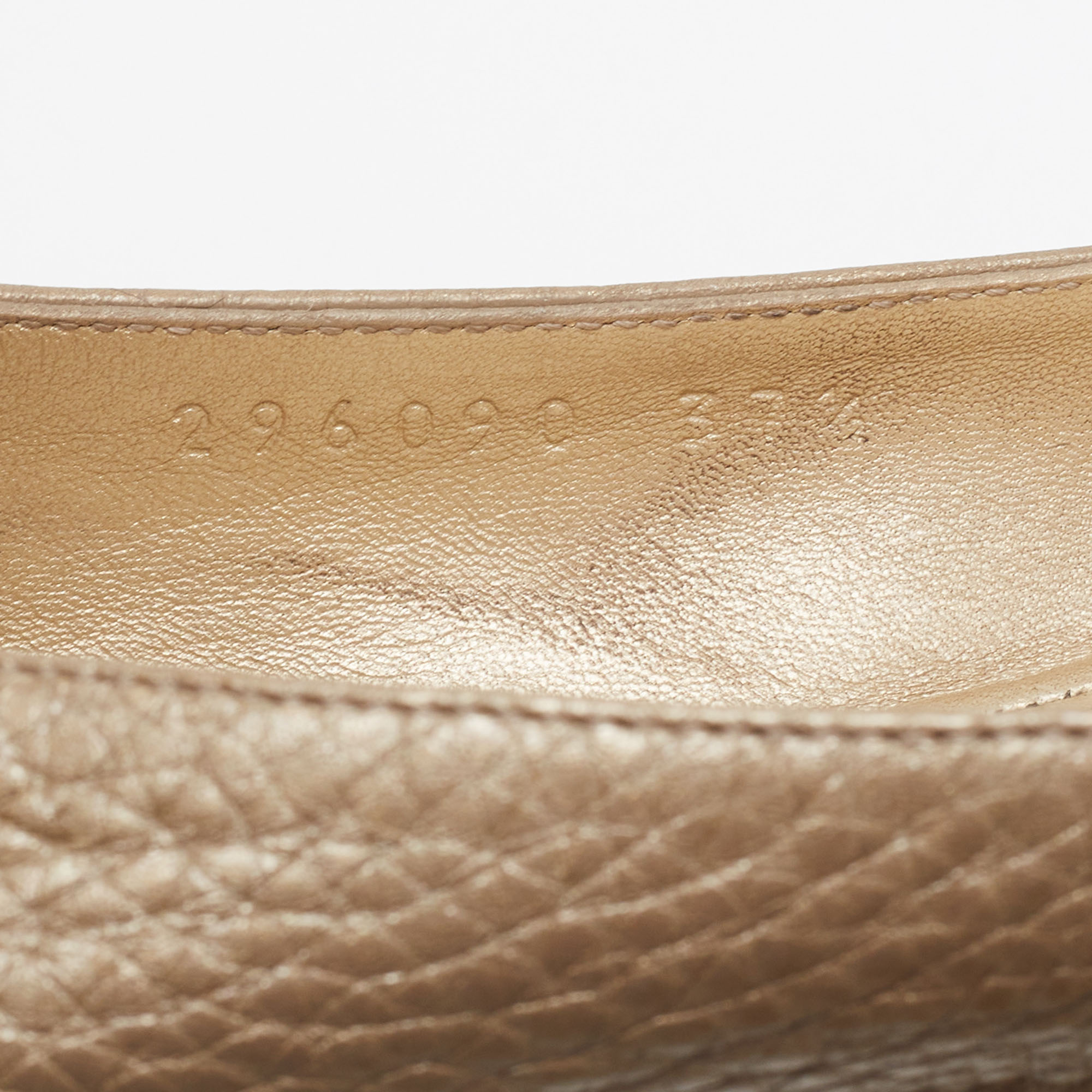 Gucci Metallic Leather Interlocking G Buckle Ballet Flats Size 37.5