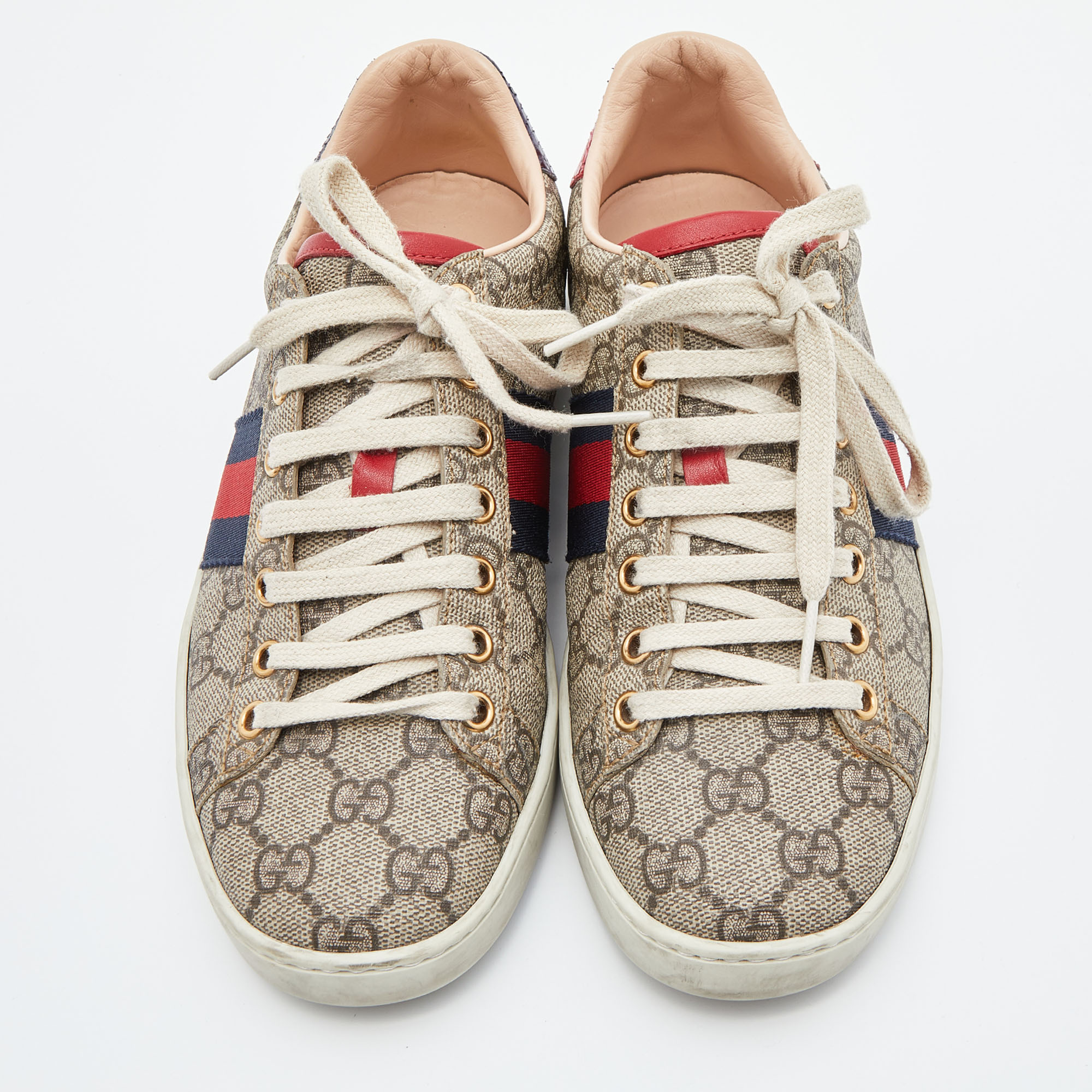 Gucci Beige/Brown GG Supreme Canvas Ace Sneakers Size 37