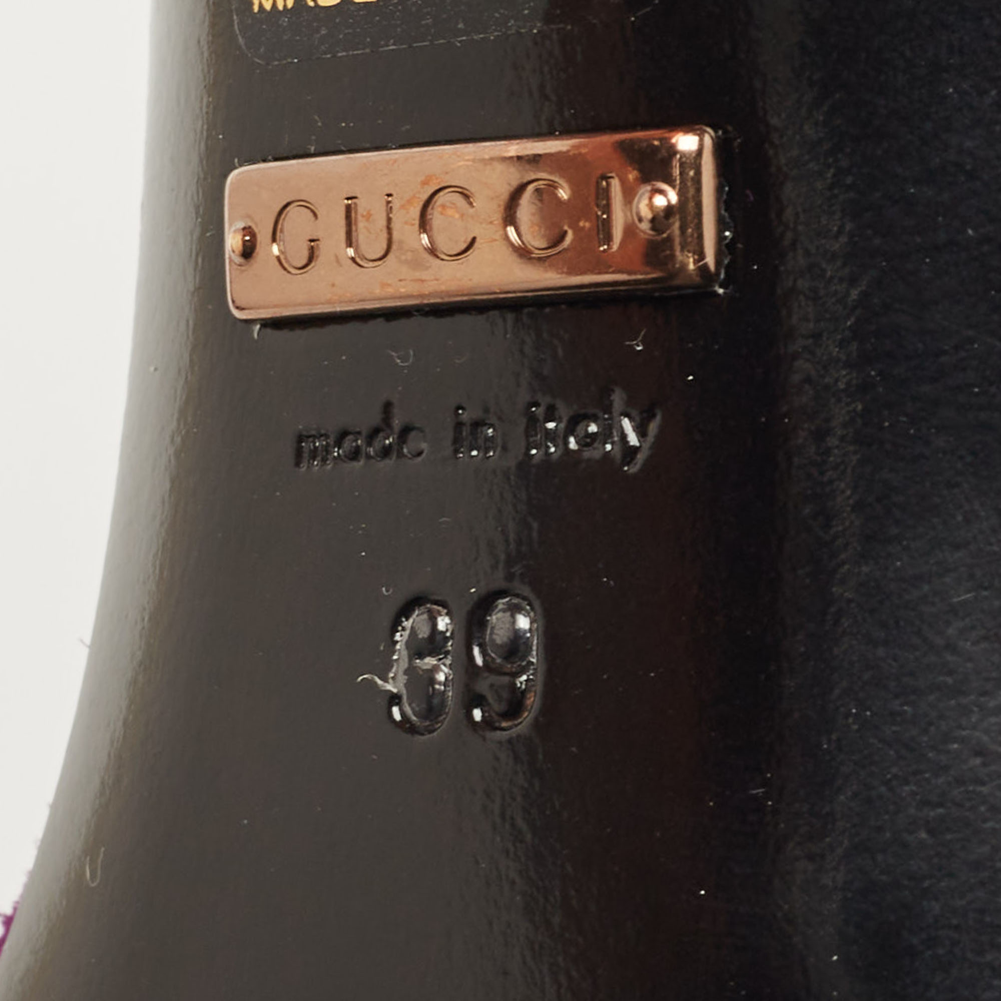 Gucci Multicolor Suede Mirrored Ankle Strap Pump Size 39