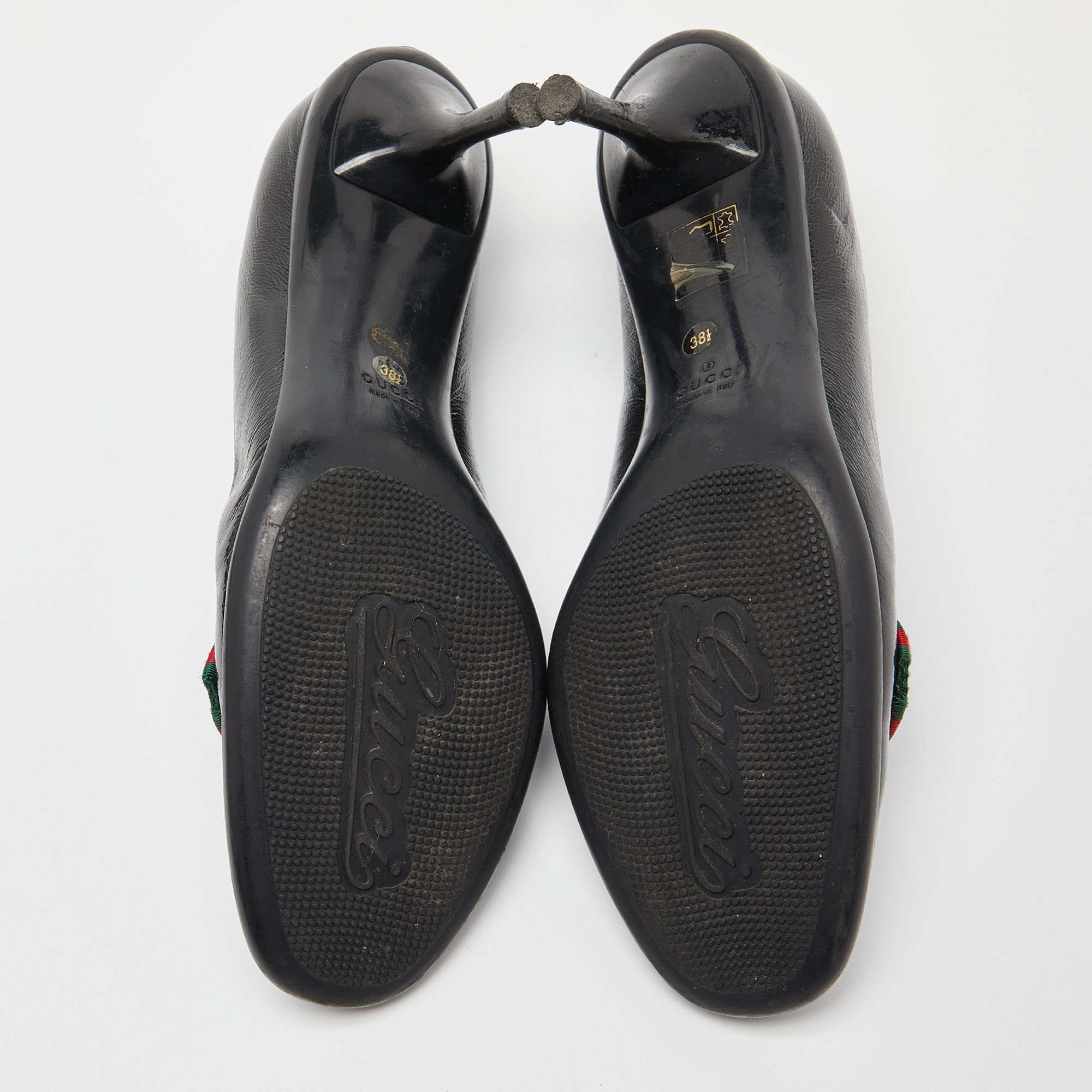Gucci Black Patent Leather Web Bow Pumps Size 38.5