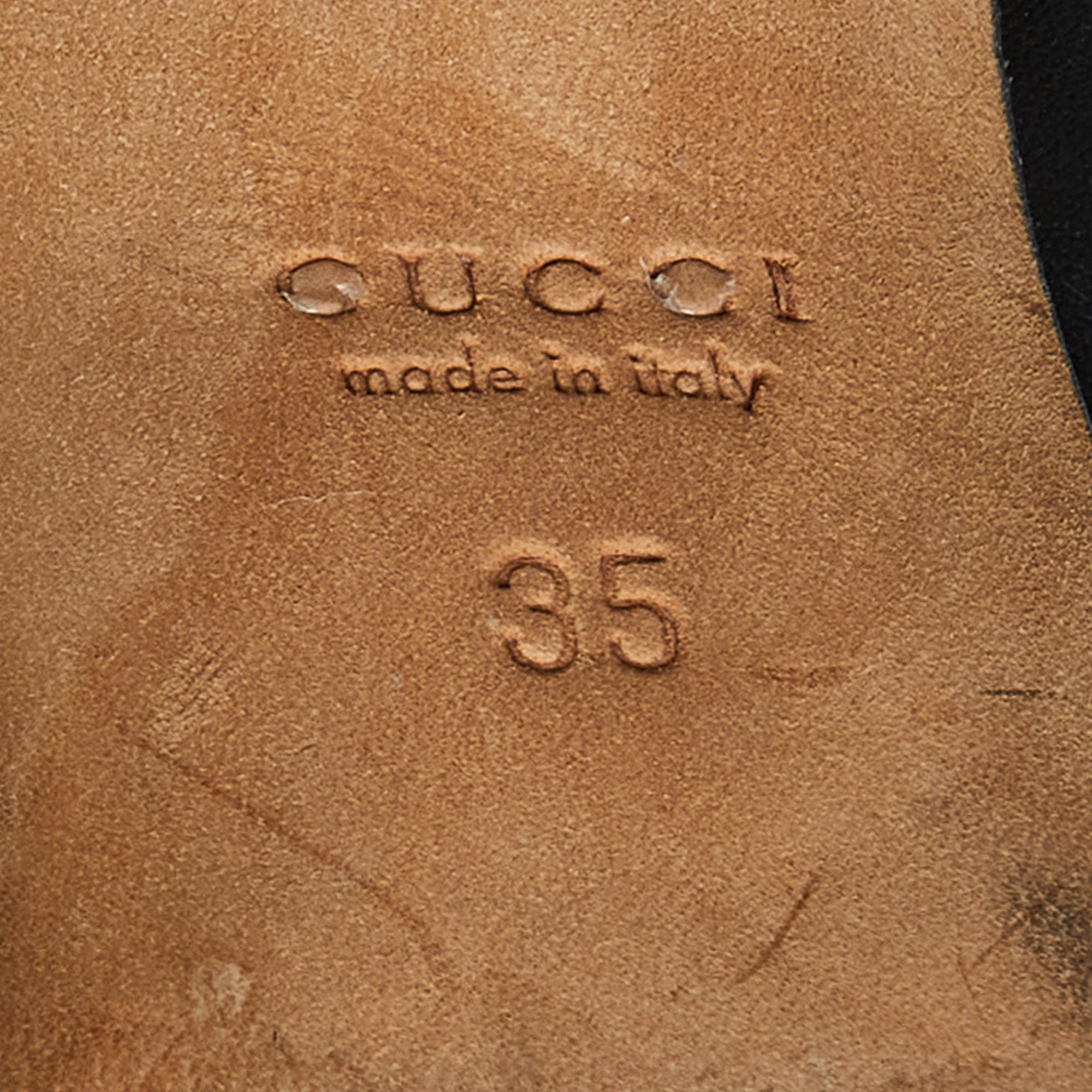 Gucci Black Leather Horsebit Peep Toe Pumps Size 35