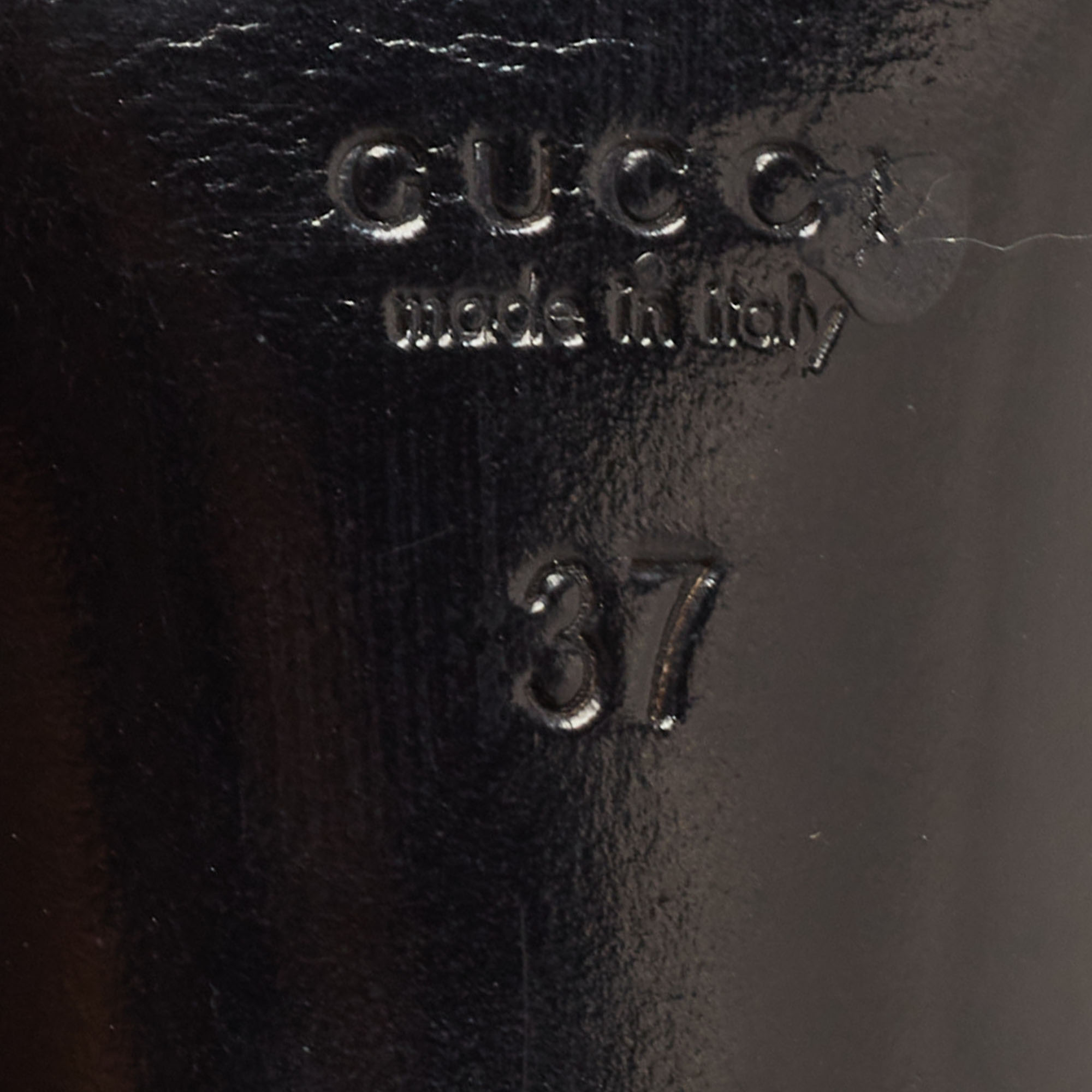 Gucci Black Patent Horsebit Pointed Toe D'orsay Pumps Size 37