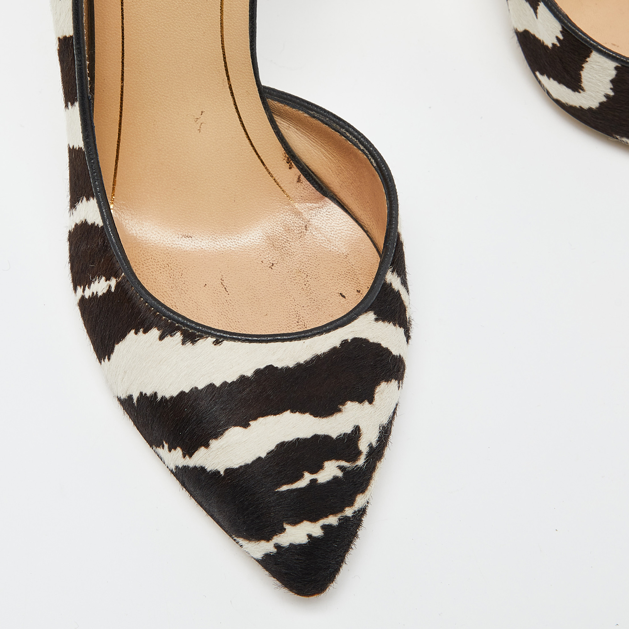 Gucci Brown/White Zebra Print Calfhair And Leather Noah D'orsay Pumps Size 38.5