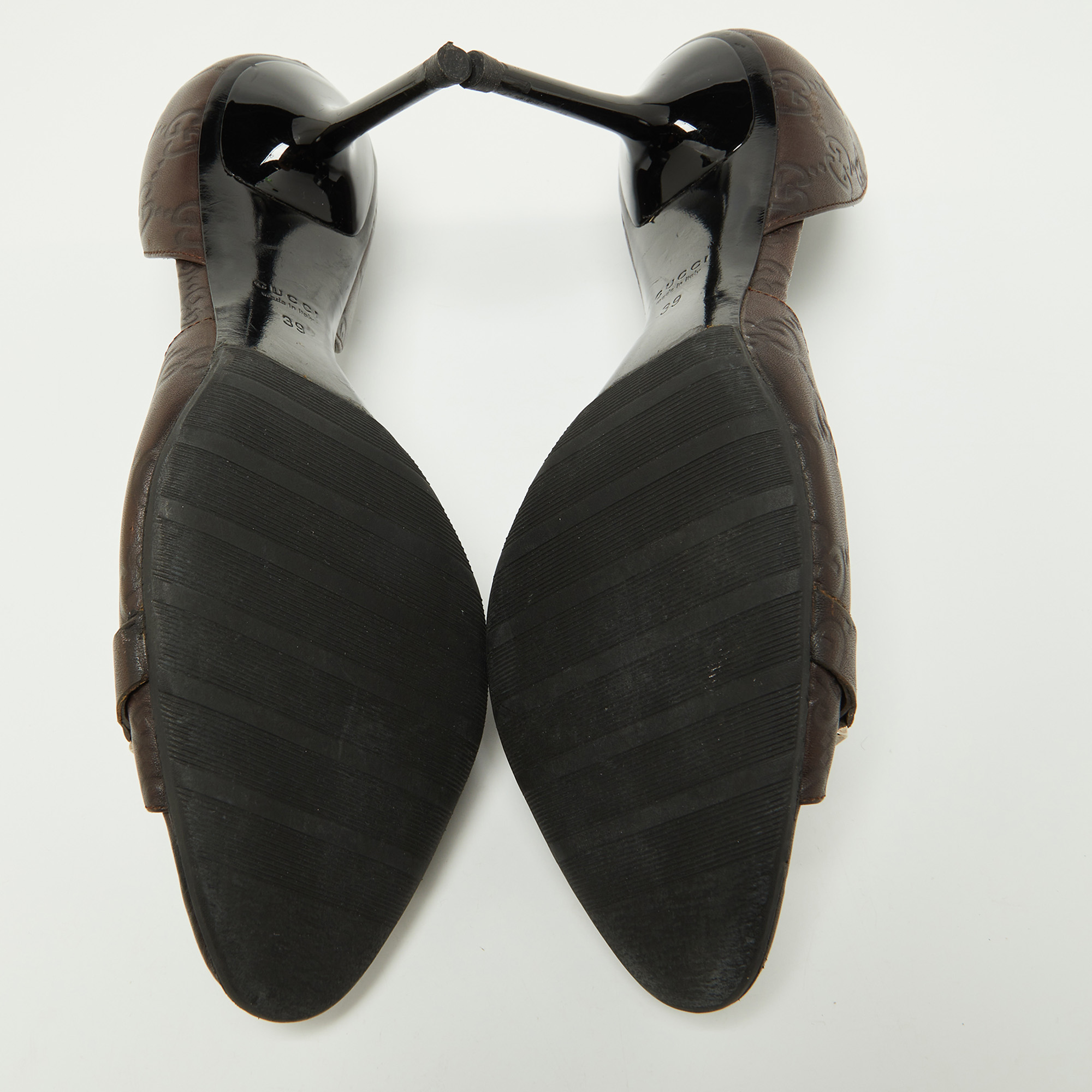 Gucci Brown Guccissima Leather Horsebit D'orsay Peep Toe Pumps Size 39