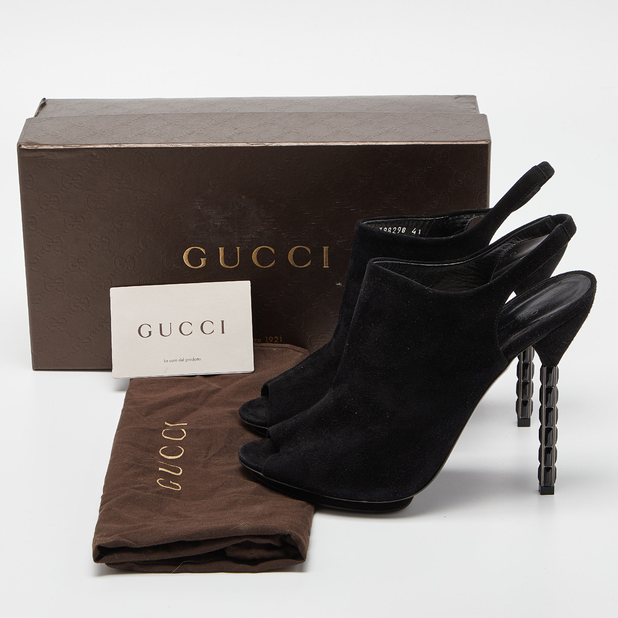 Gucci Black Suede Slingback Mules Size 41