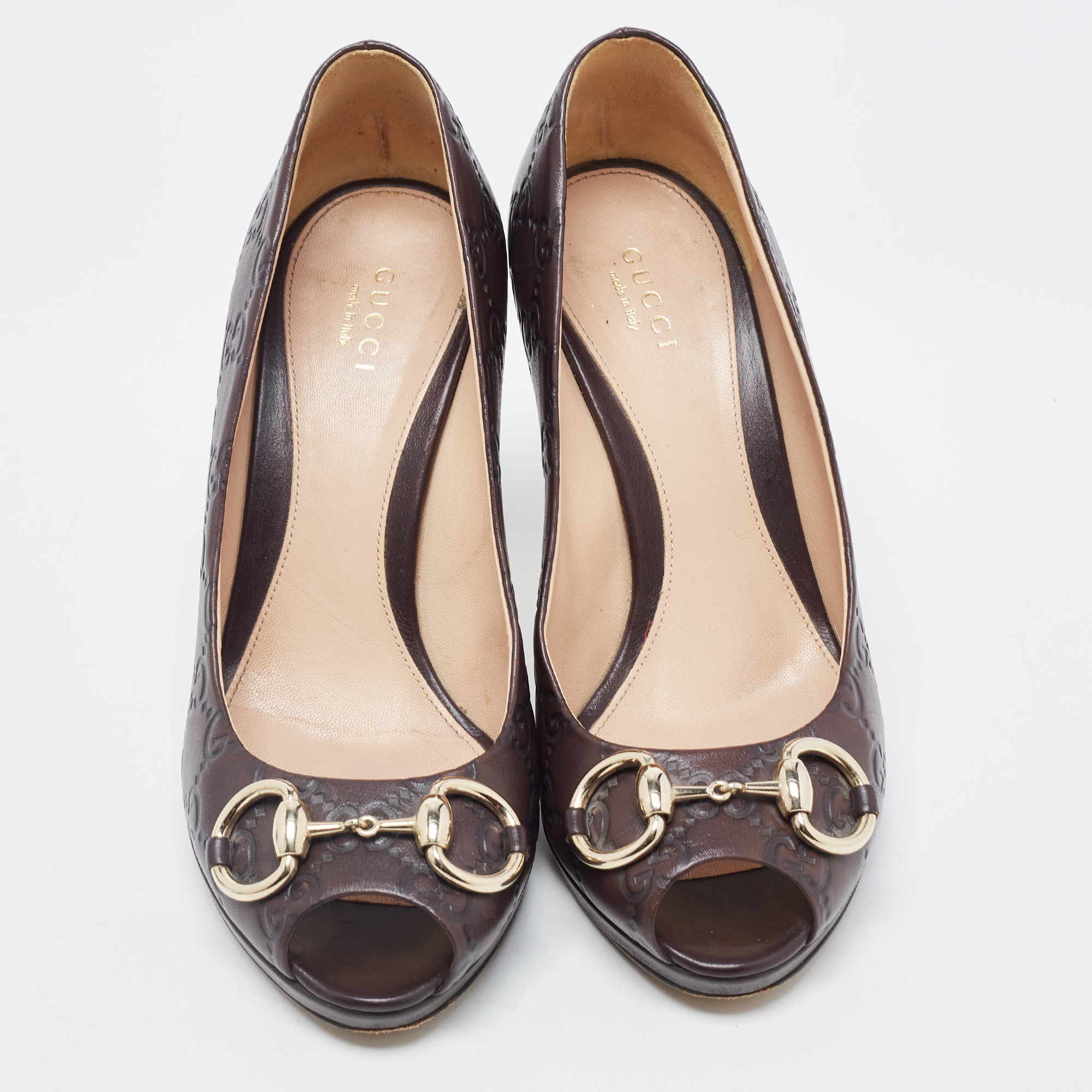 Gucci Dark Brown Guccissima Leather New Hollywood Pumps Size 37