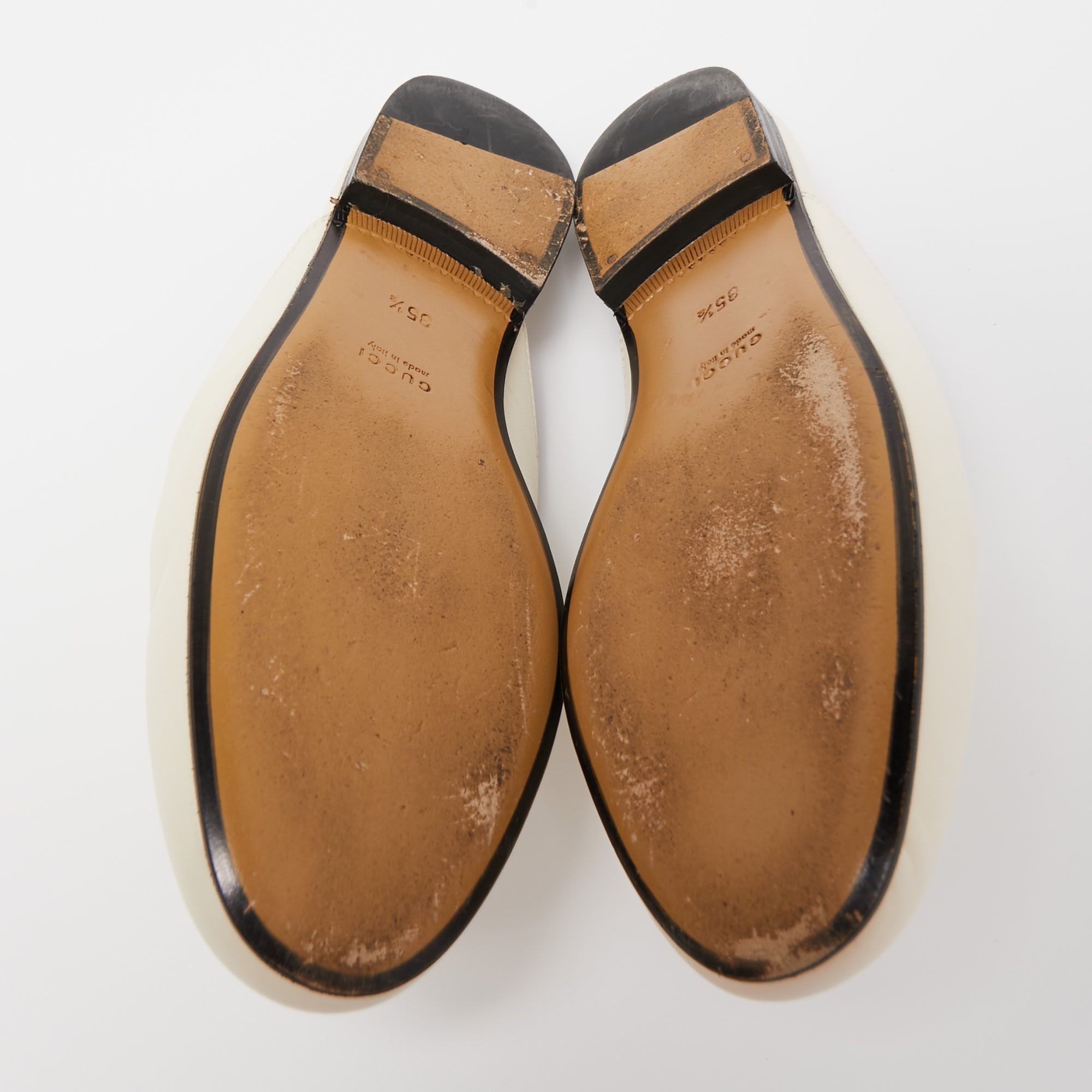 Gucci White Leather Princetown Horsebit Mule Sandals Size 35.5