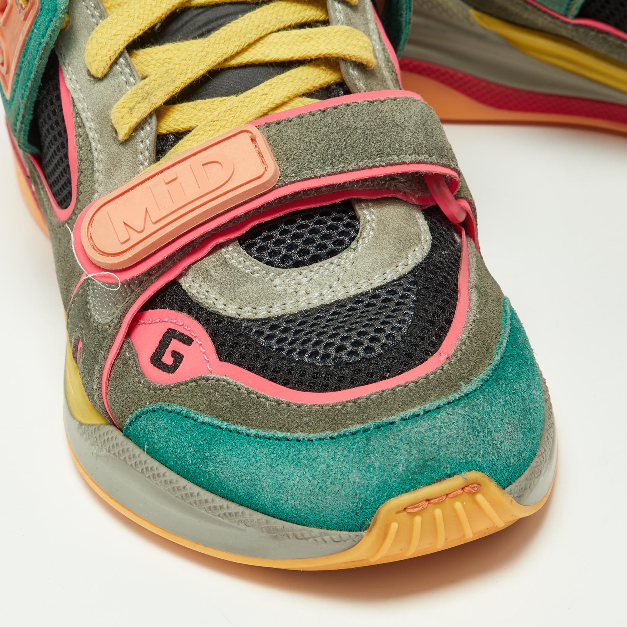 Gucci Multicolor Mesh And Suede Ultrapace Mid Top Sneakers Size 37
