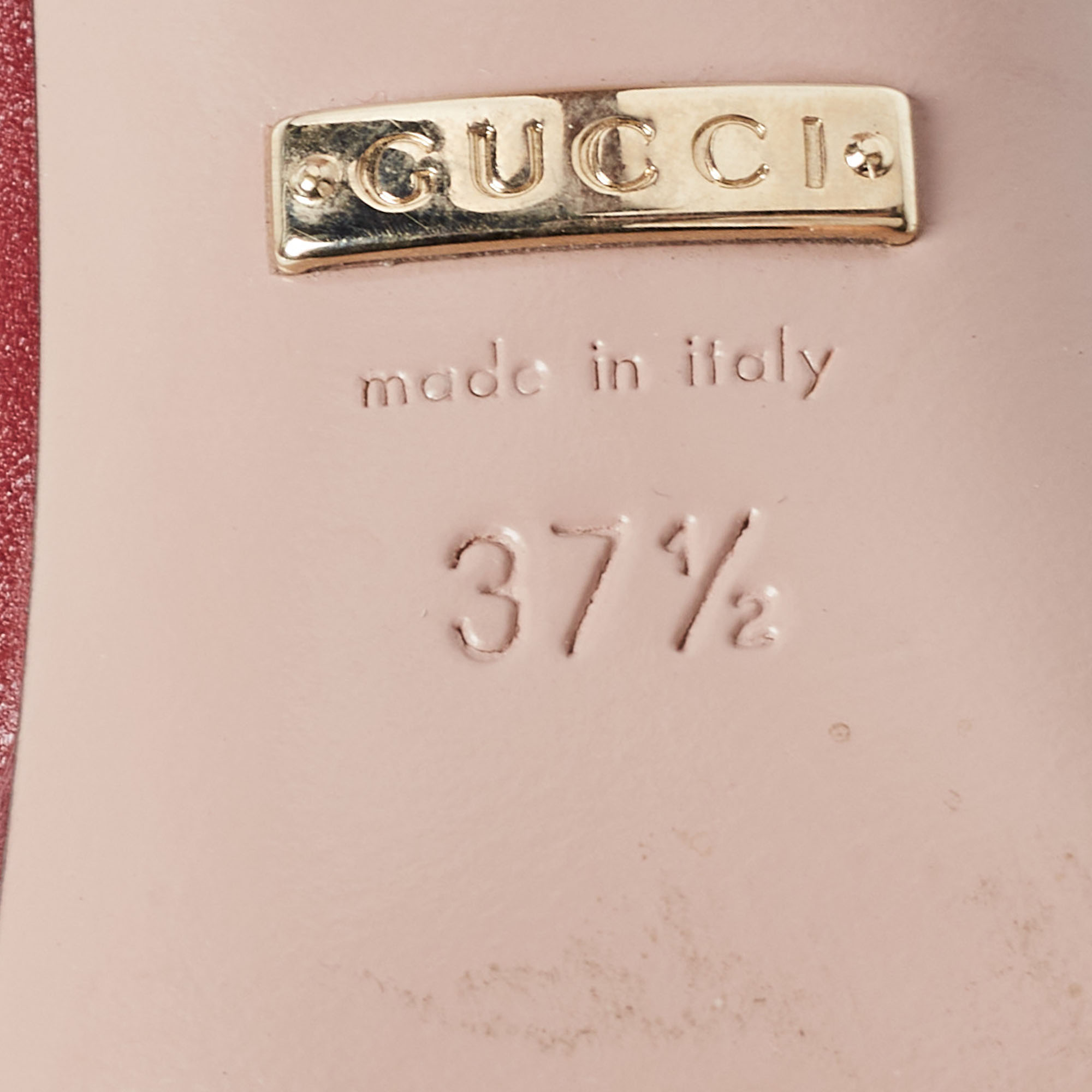 Gucci Burgundy Leather Jolene Peep Toe Pumps Size 37.5