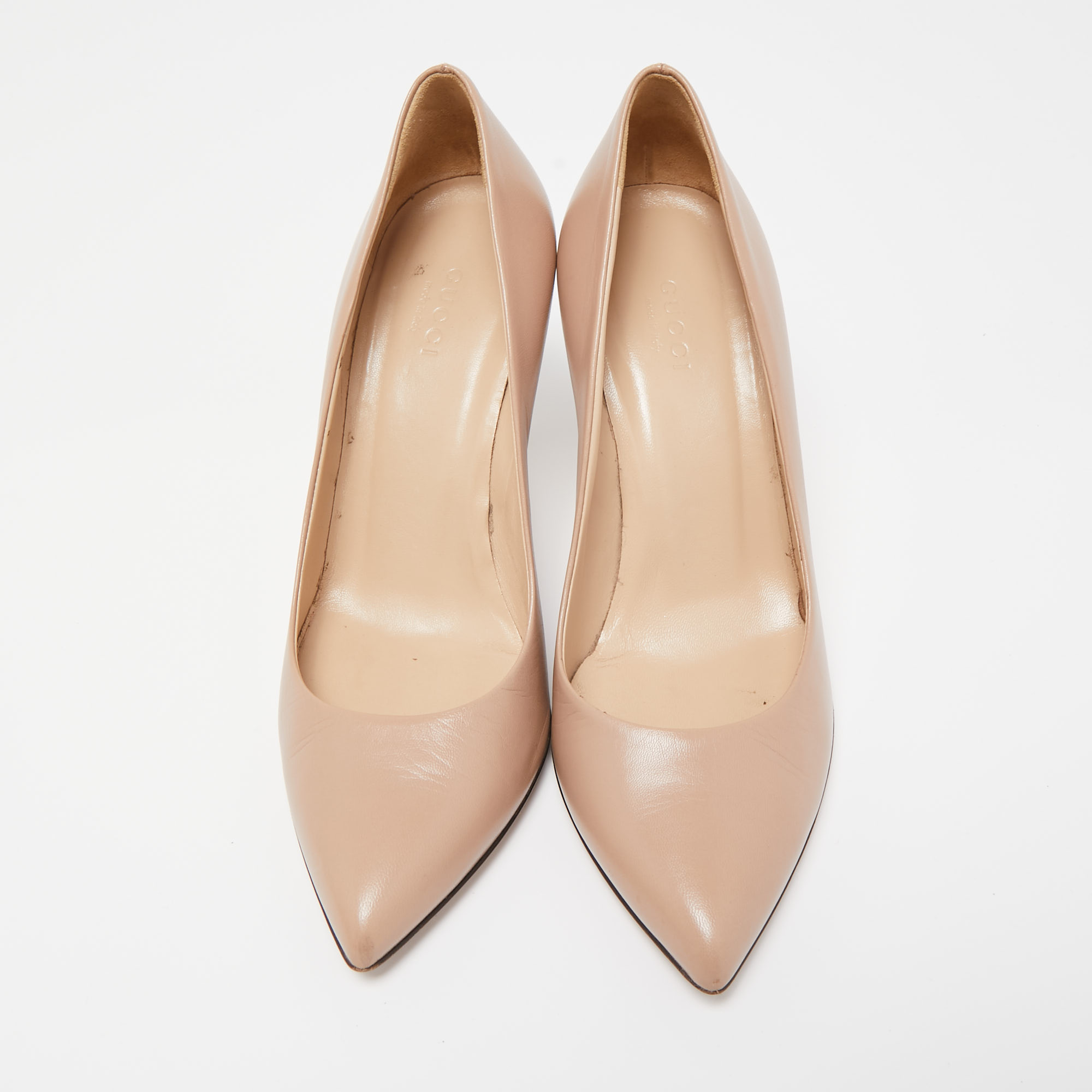 Gucci Beige Leather Pointed Toe Pumps Size 37
