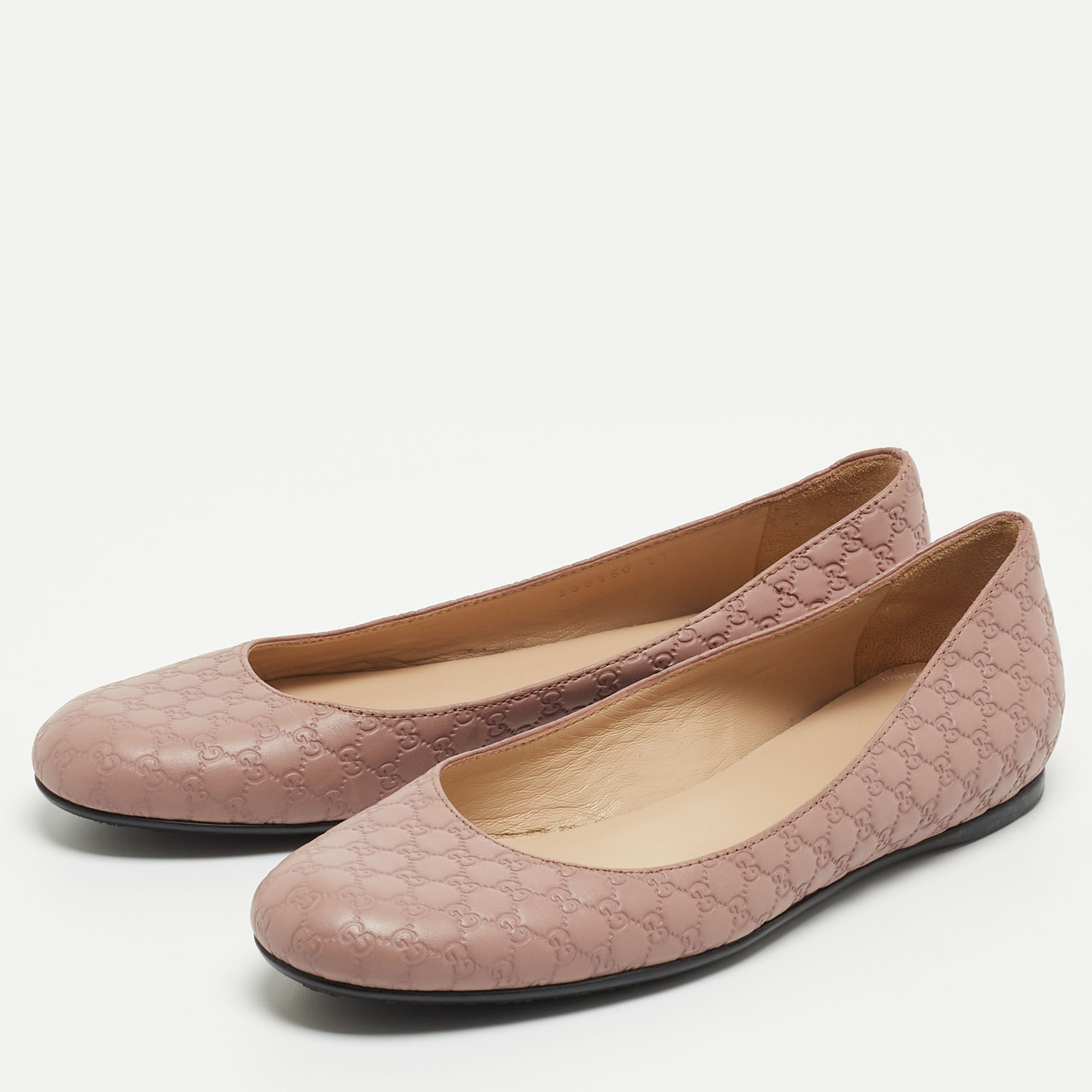 

Gucci Dusty Pink Microguccissima Leather Ballet Flats Size
