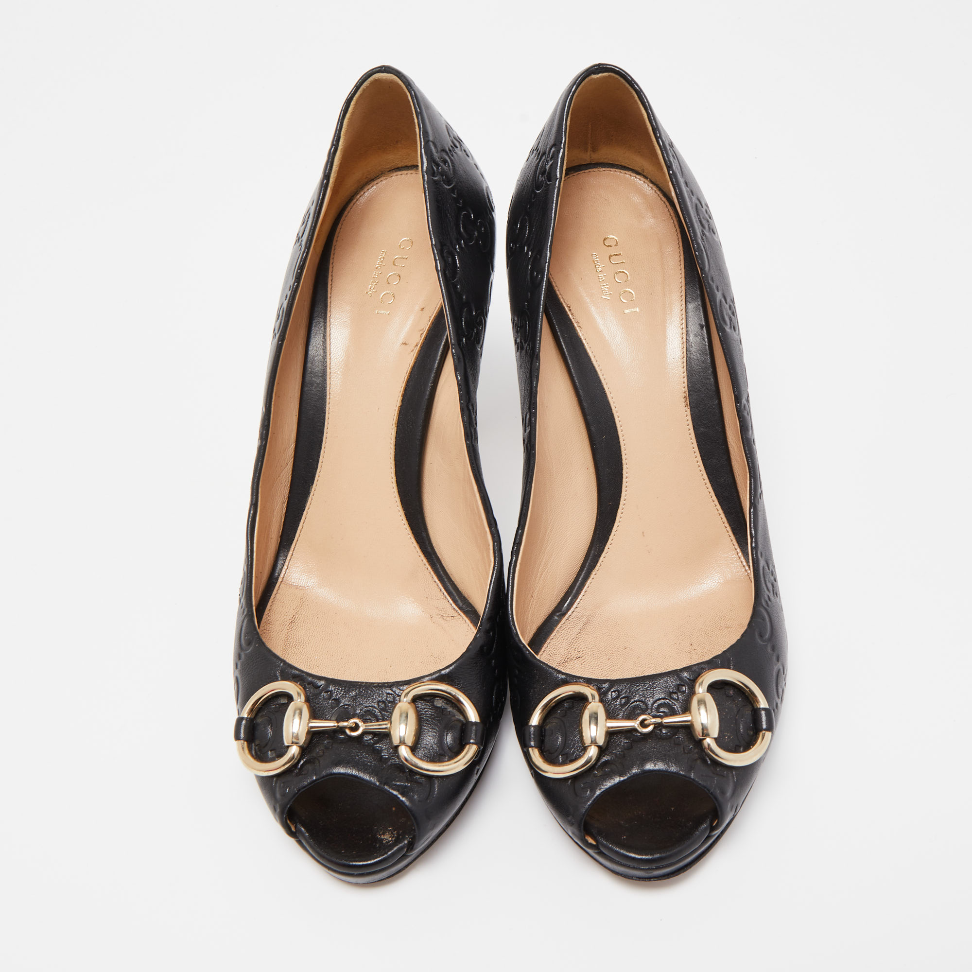 Gucci Black Guccissima Leather New Hollywood Pumps Size 38.5