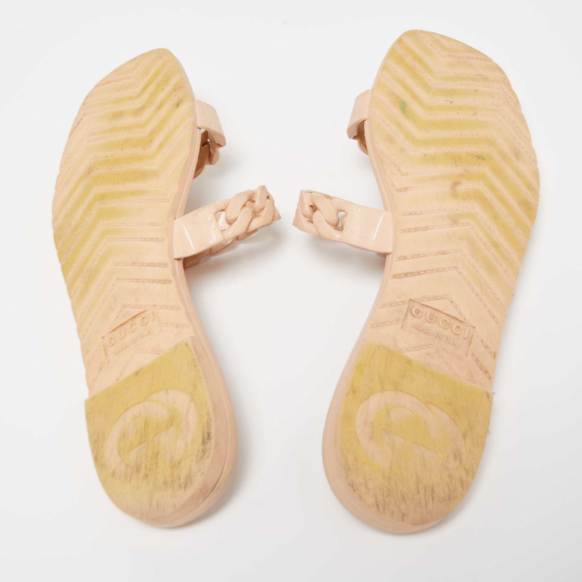 Gucci Beige Jelly Teena Flat Slides Size 38