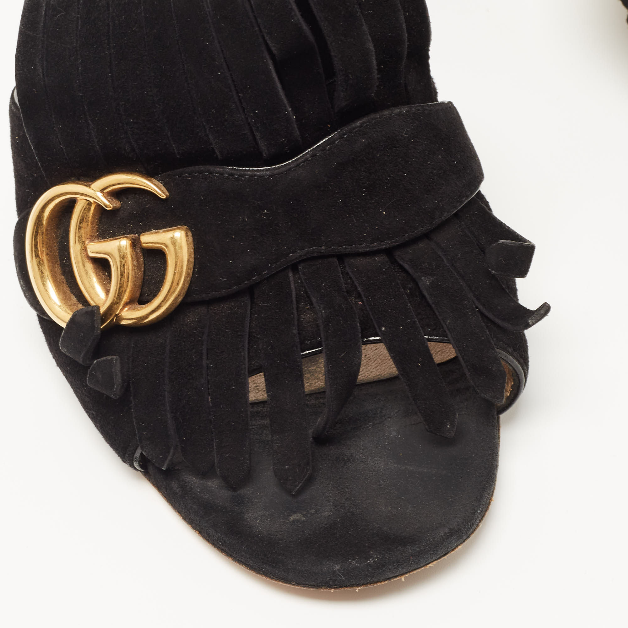 Gucci Black Suede Double G Mules Size 36.5