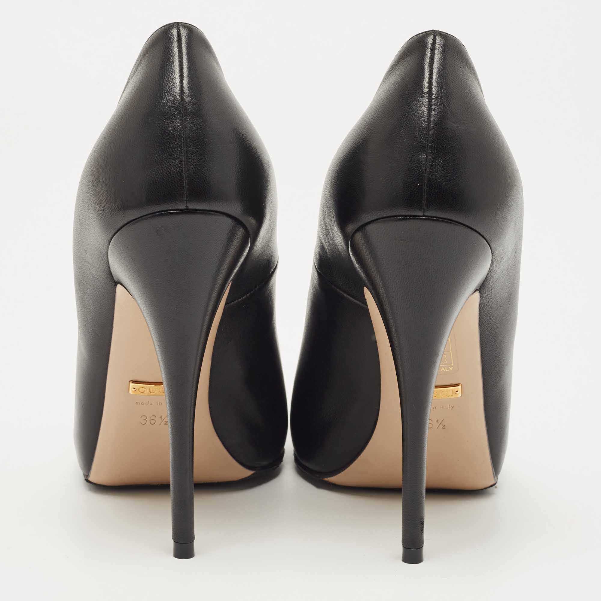 Gucci Black Leather Pointed Toe Pumps Size 36.5