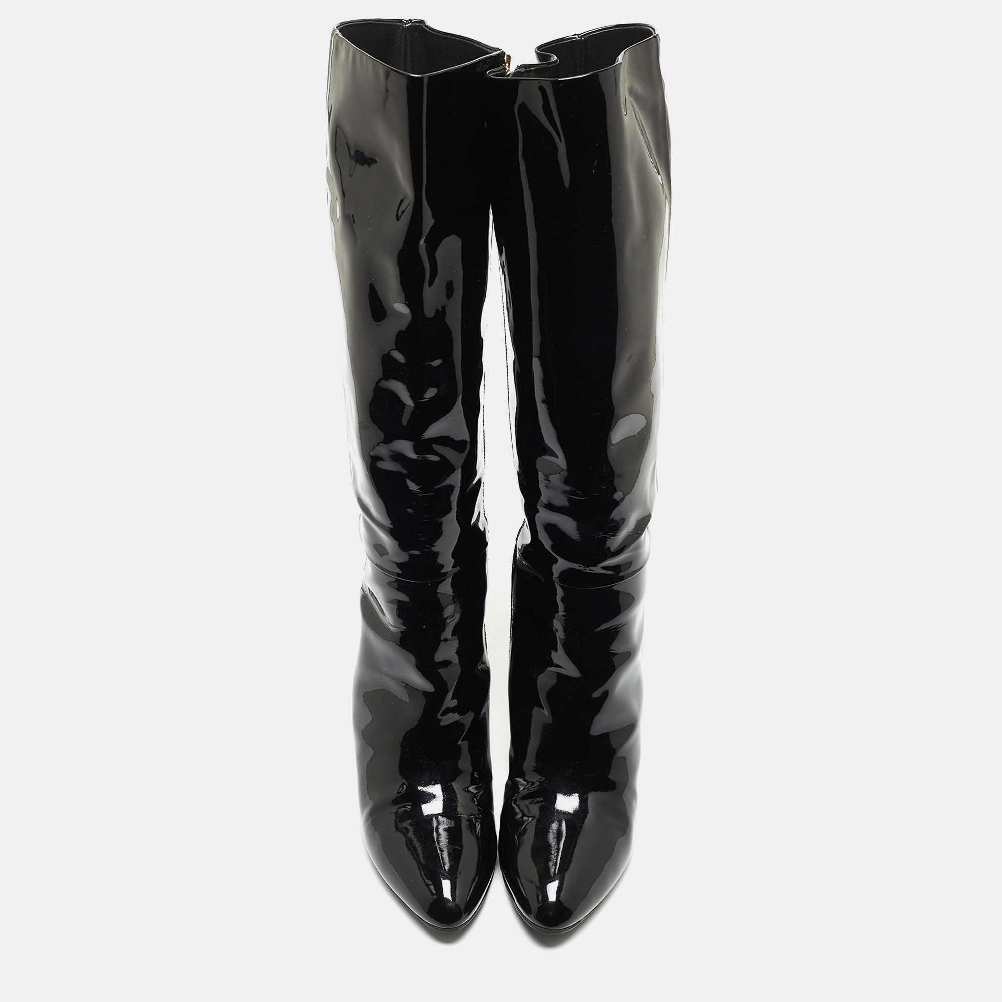 Gucci Black Patent Knee Length Boots Size 41