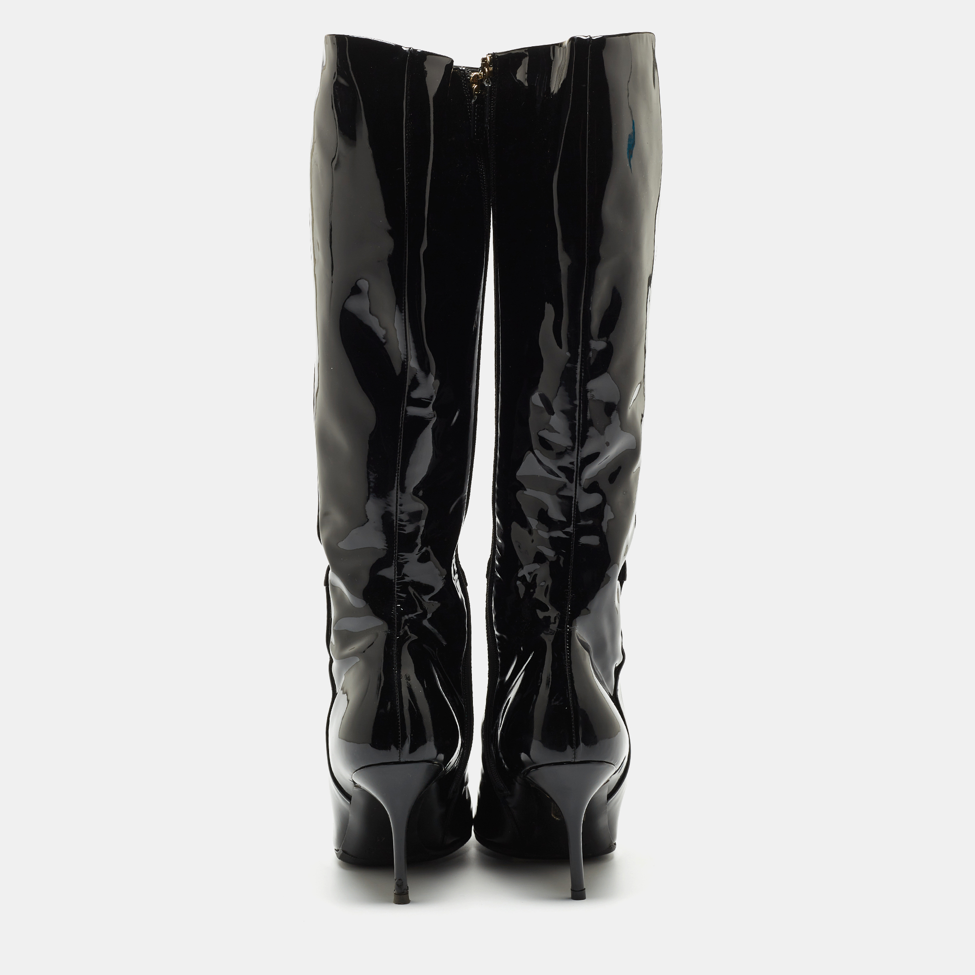 Gucci Black Patent Knee Length Boots Size 41