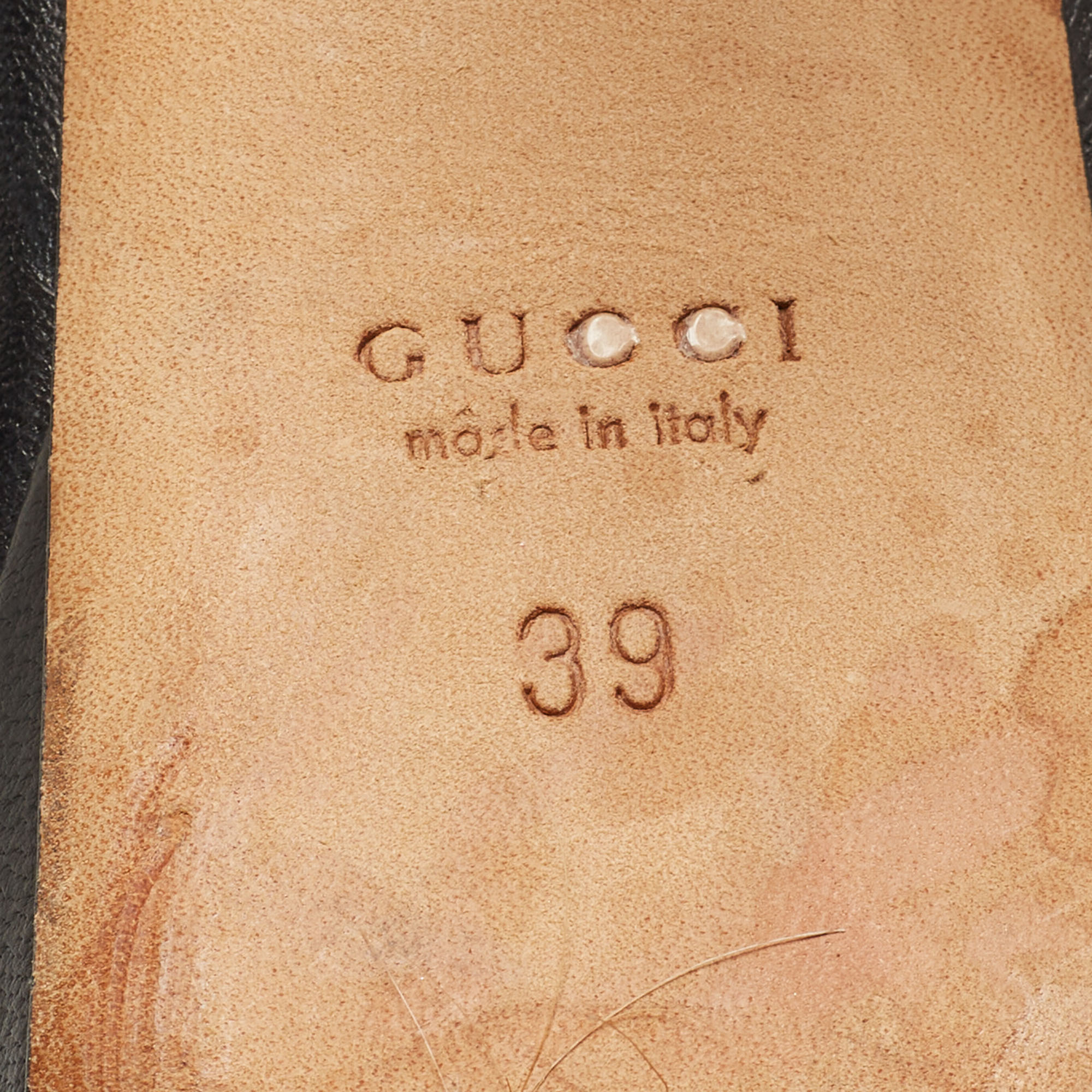 Gucci Black Leather Horsebit Peep Toe Pumps Size 39