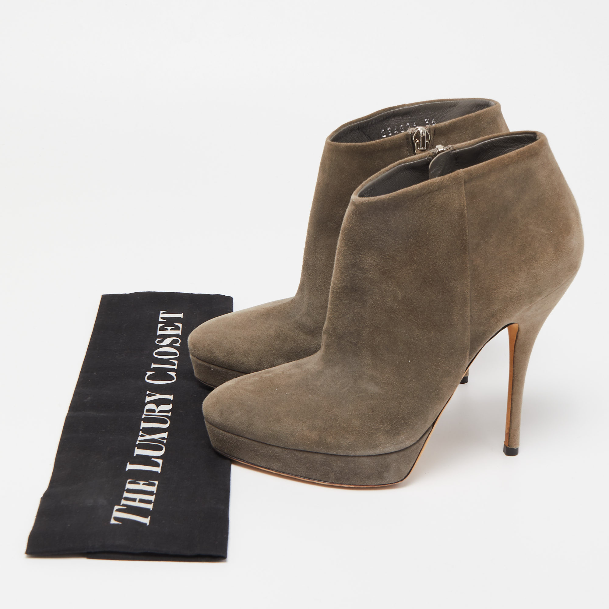 Gucci Grey Suede Platform Ankle Booties Size 36