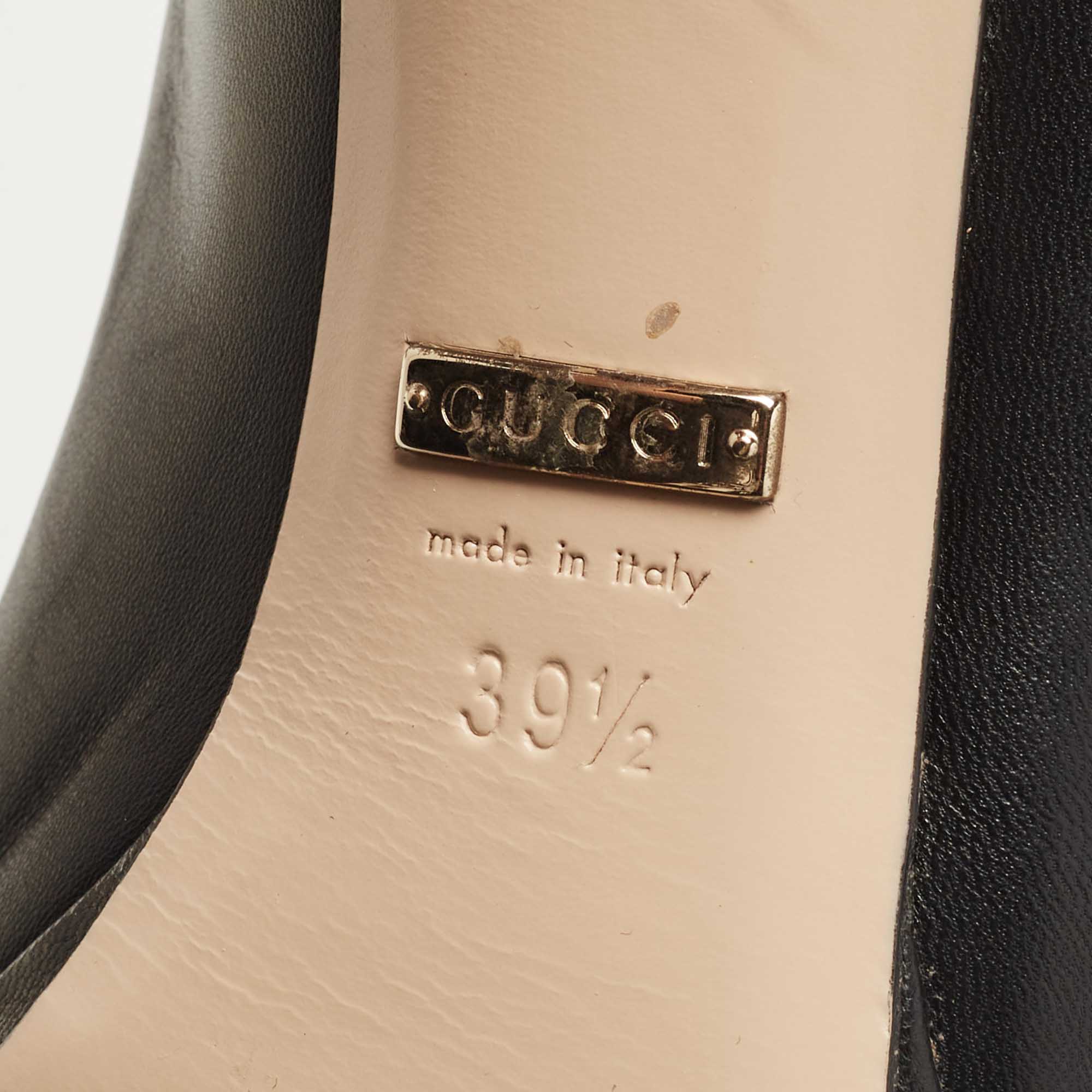 Gucci Black Leather Horsebit Platform Pumps Size 39.5
