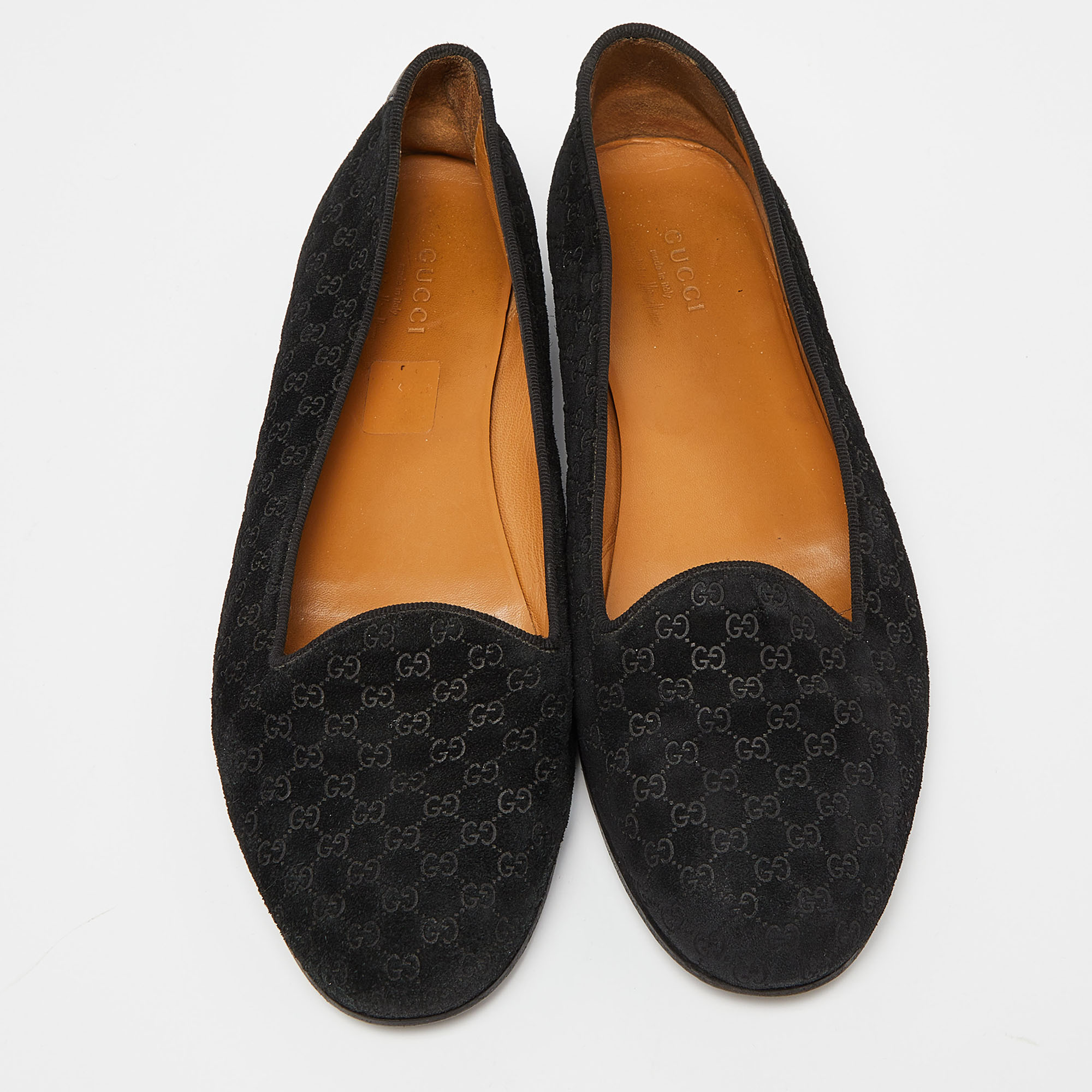 Gucci Black Microguccissima Suede Smoking Slippers Size 40