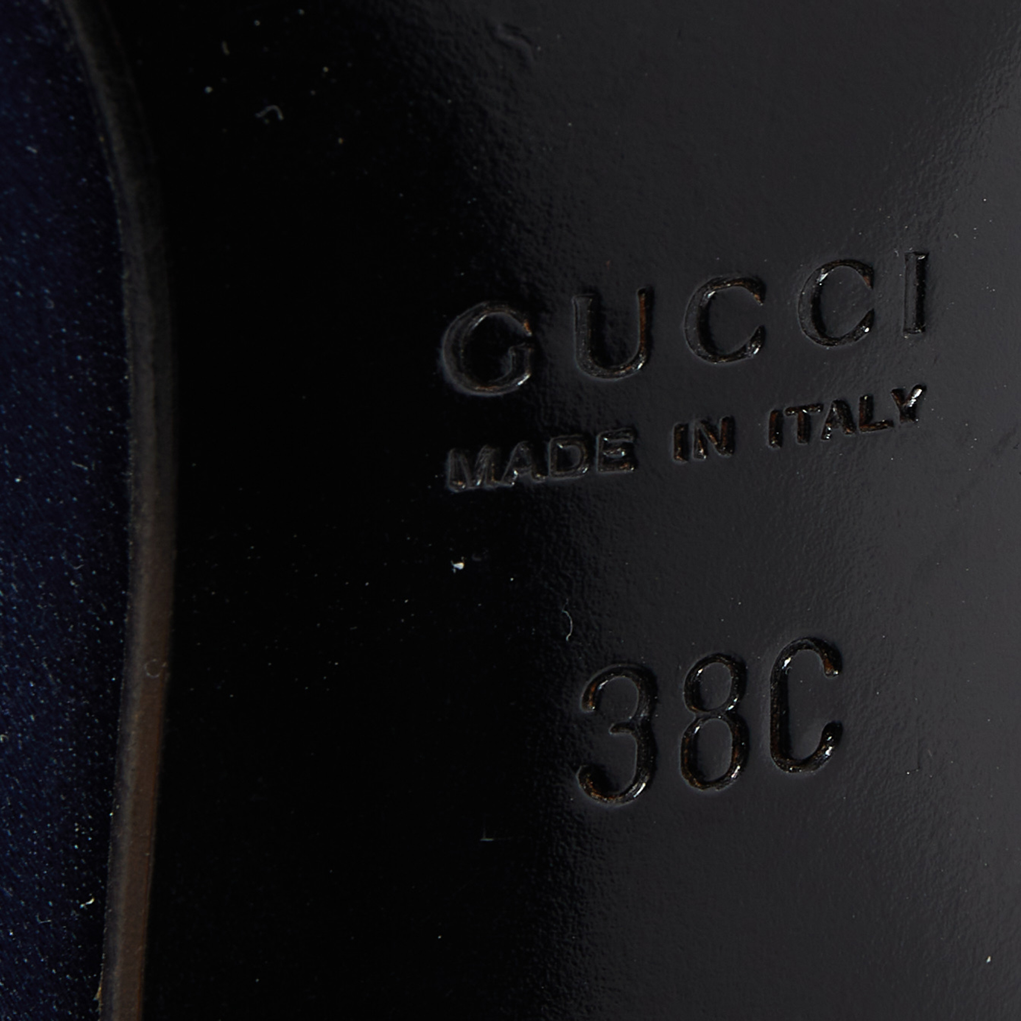 Gucci Navy Blue Satin Ankle Tie Pumps Size 38