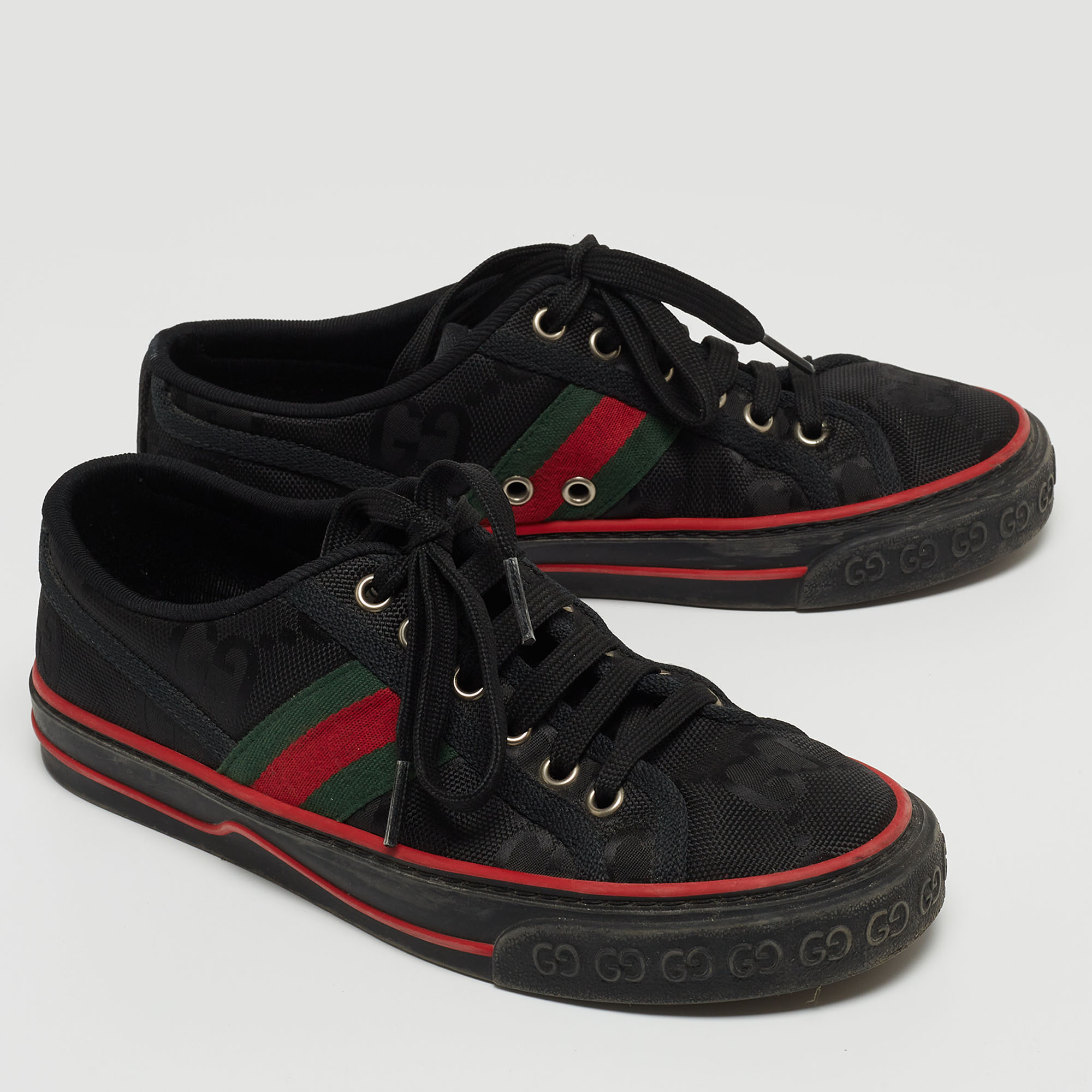 Gucci Black GG Canvas Tennis 1977 Sneakers Size 36