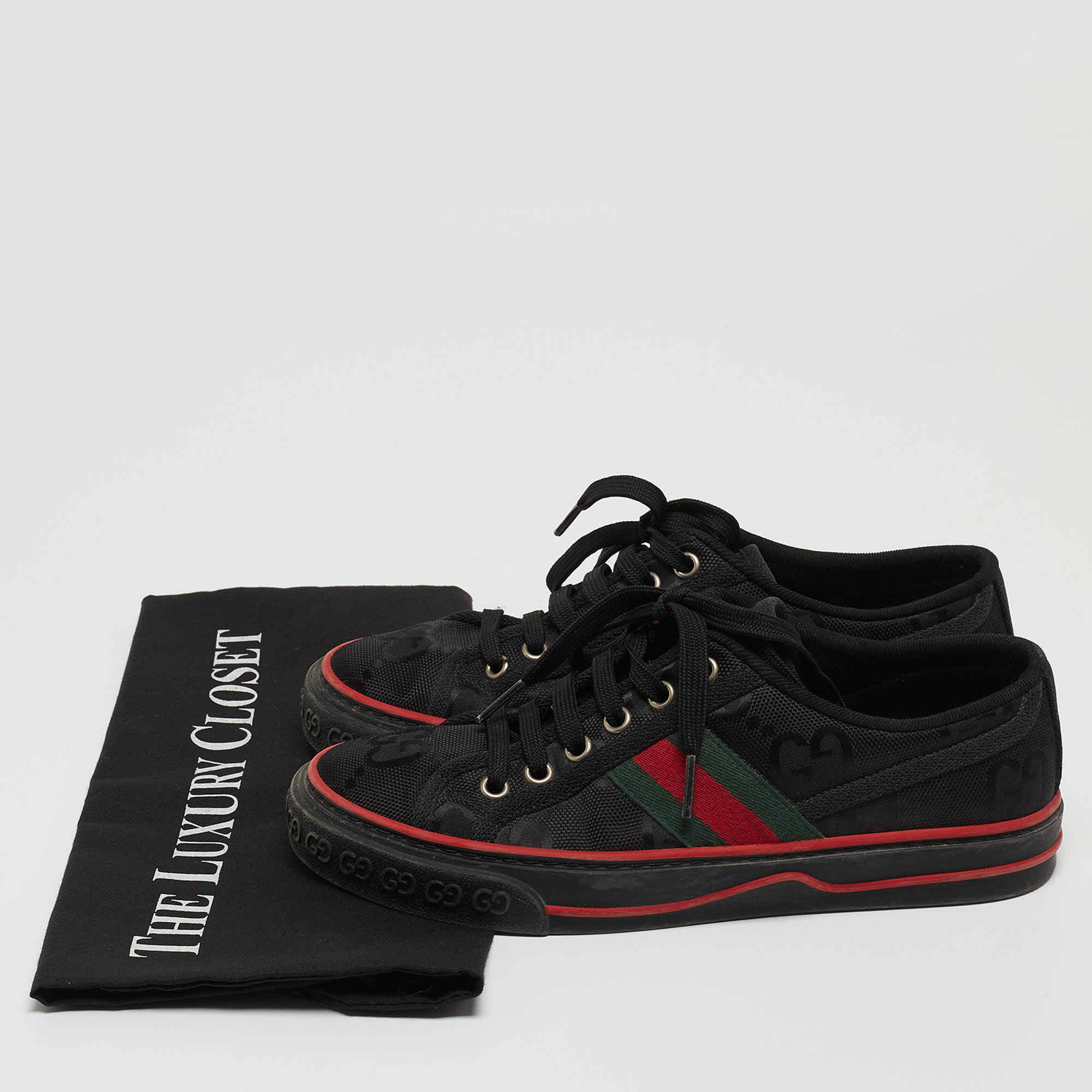 Gucci Black GG Canvas Tennis 1977 Sneakers Size 36