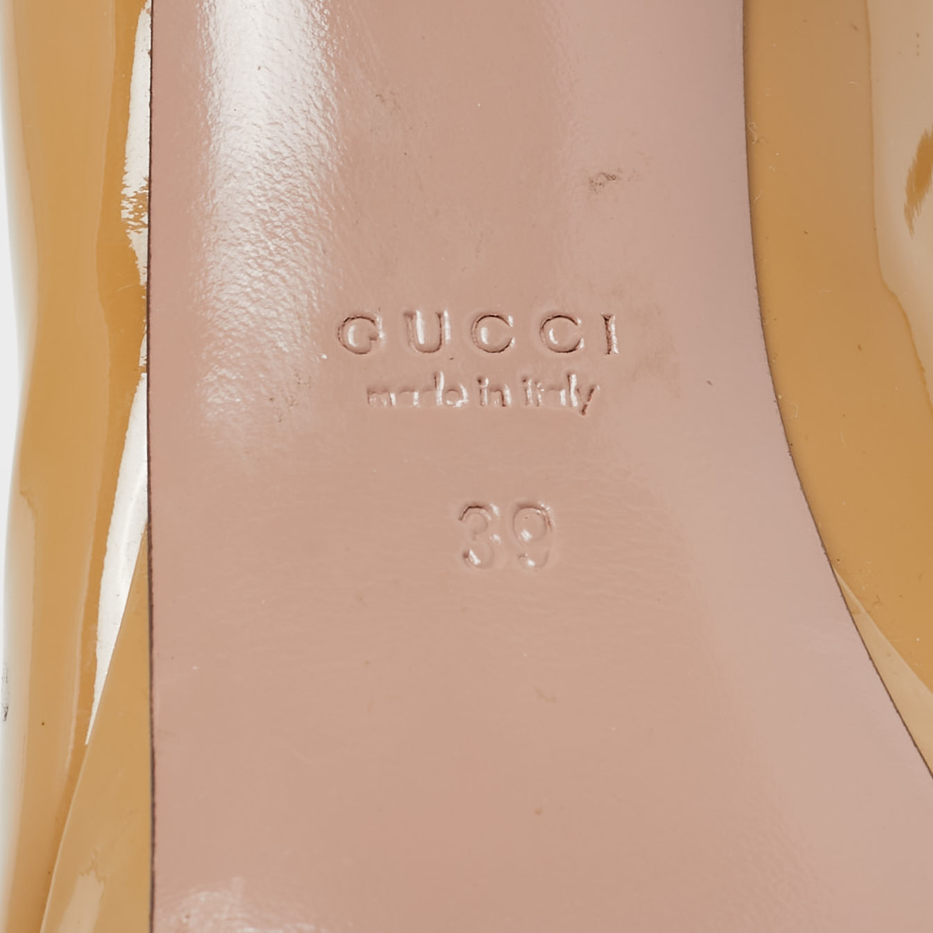 Gucci Brown Patent Leather Peep Toe Platform Pumps Size 39