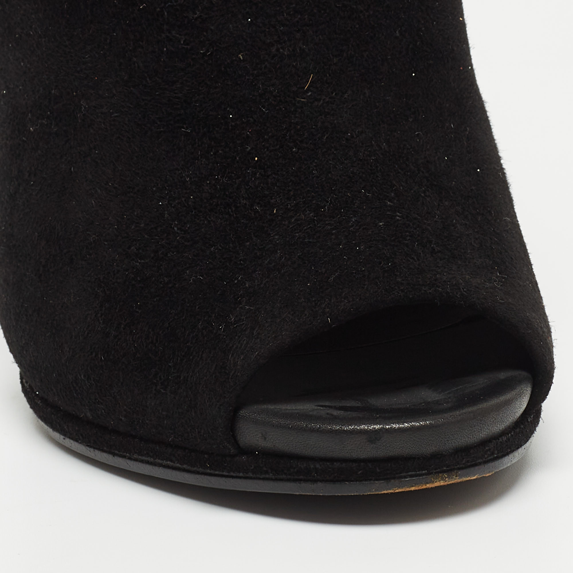 Gucci Black Suede Jane Peep Toe Booties Size 37.5