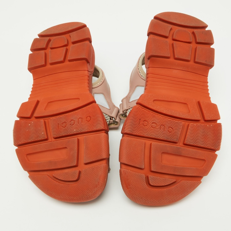 Gucci Two Tone Leather And Mesh Aguru Sandals Size 38